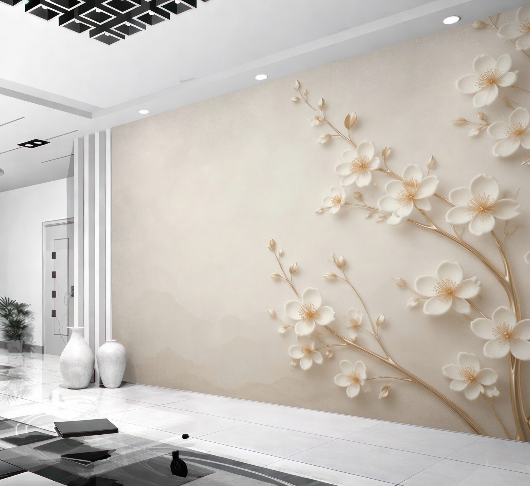 Fototapeta kilka gałęzi białych kwiatów magnolii?v23