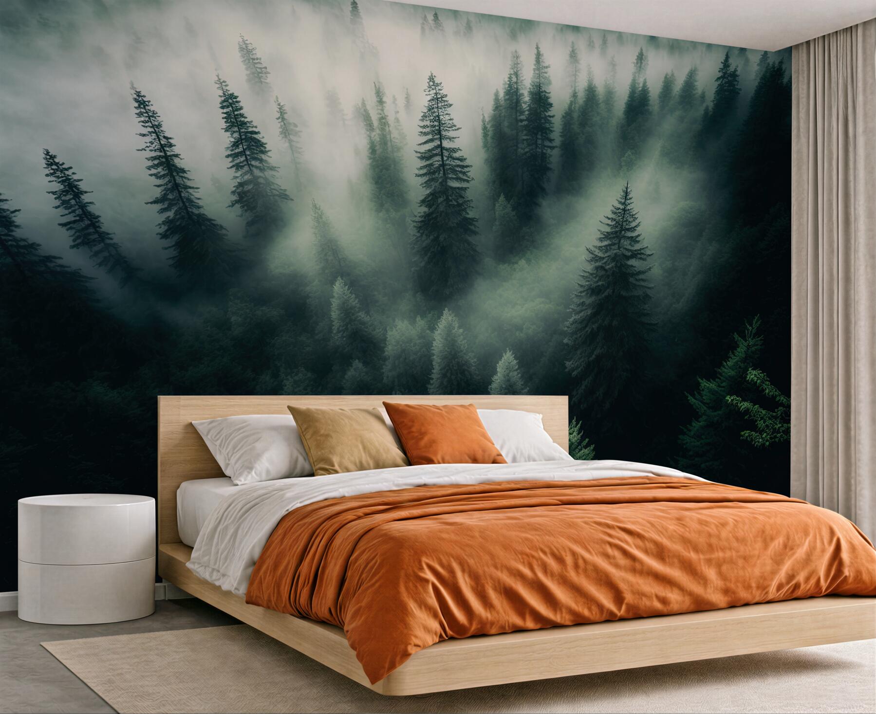 Fototapeta mgła w nocnym lesie iglastym?v23