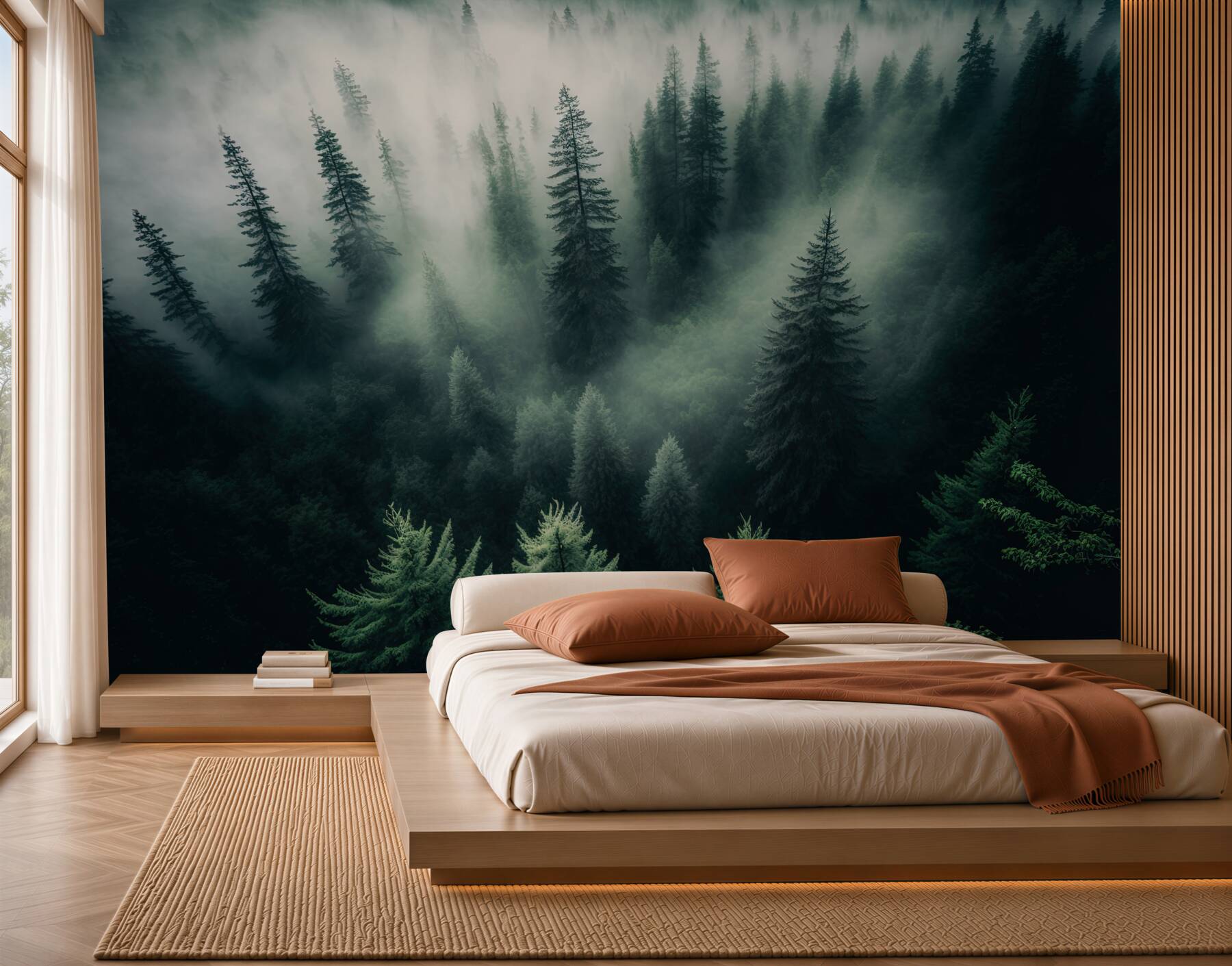 Fototapeta mgła w nocnym lesie iglastym?v23