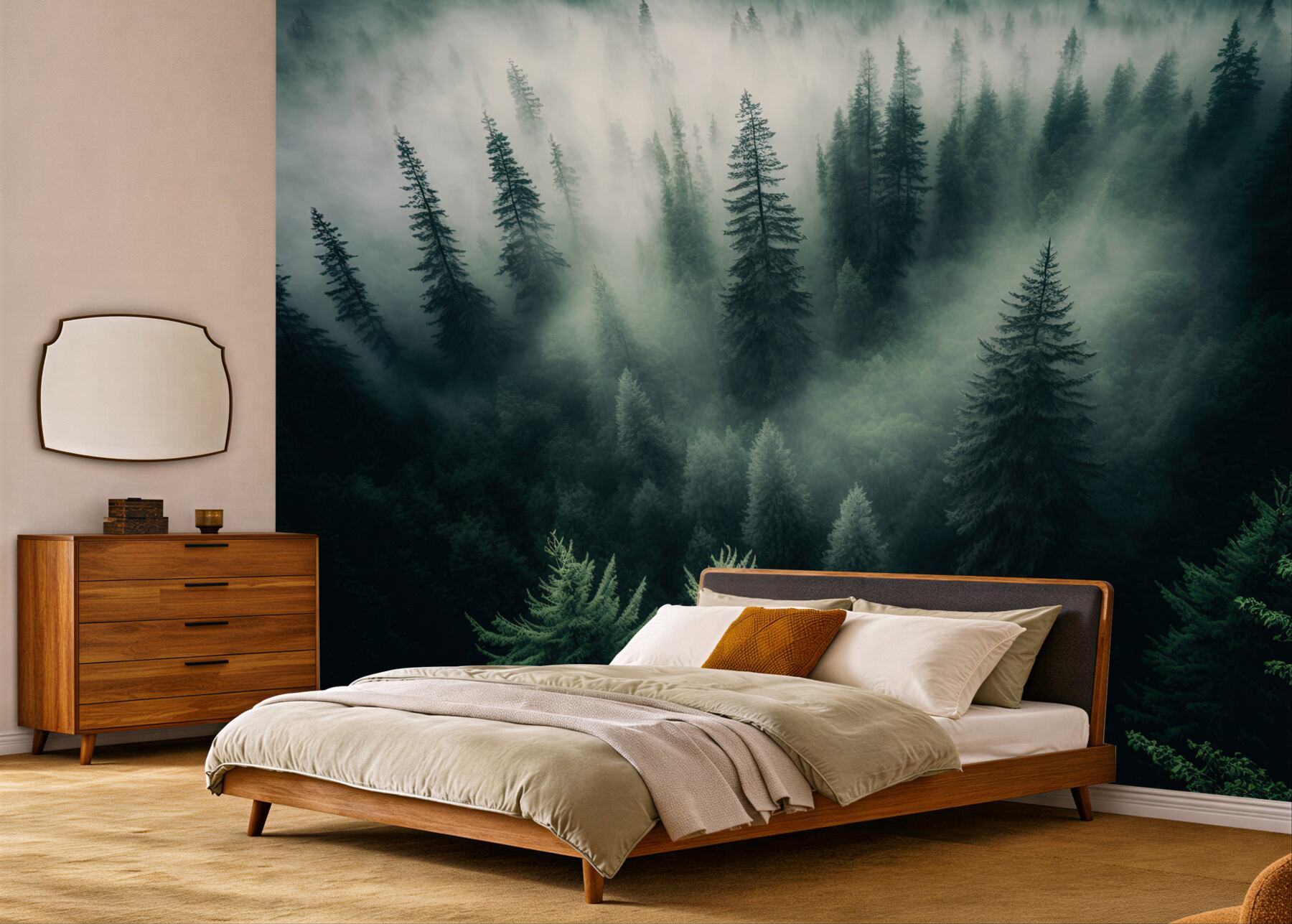 Fototapeta mgła w nocnym lesie iglastym?v23