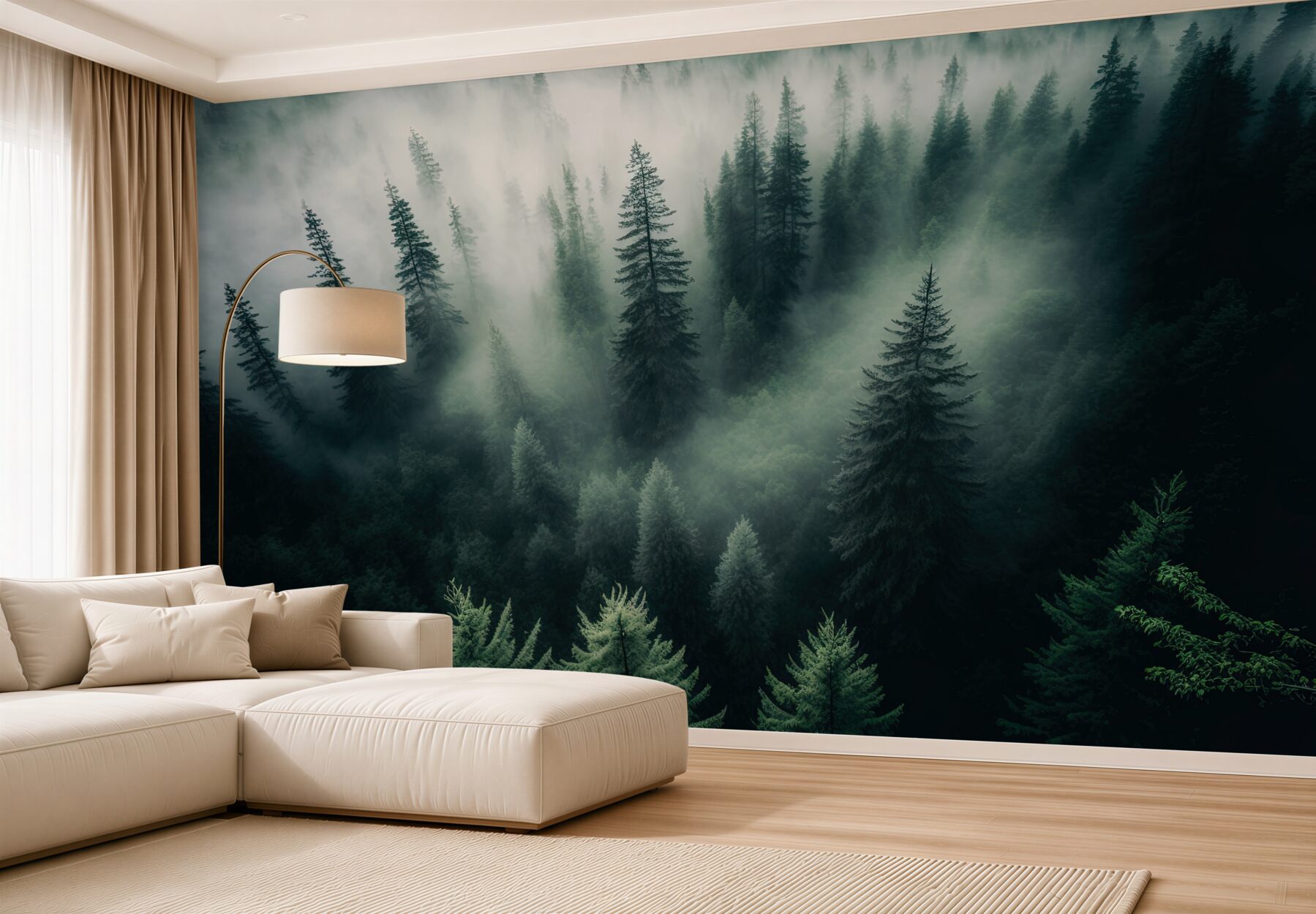 Fototapeta mgła w nocnym lesie iglastym?v23