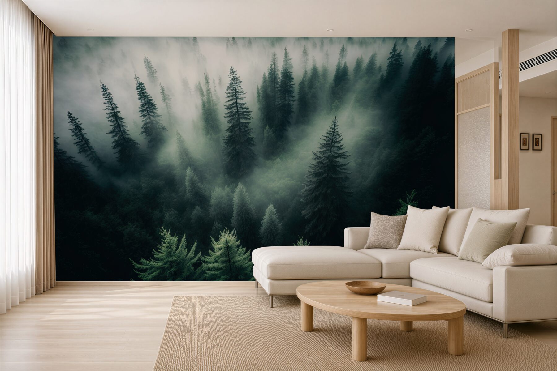 Fototapeta mgła w nocnym lesie iglastym?v23