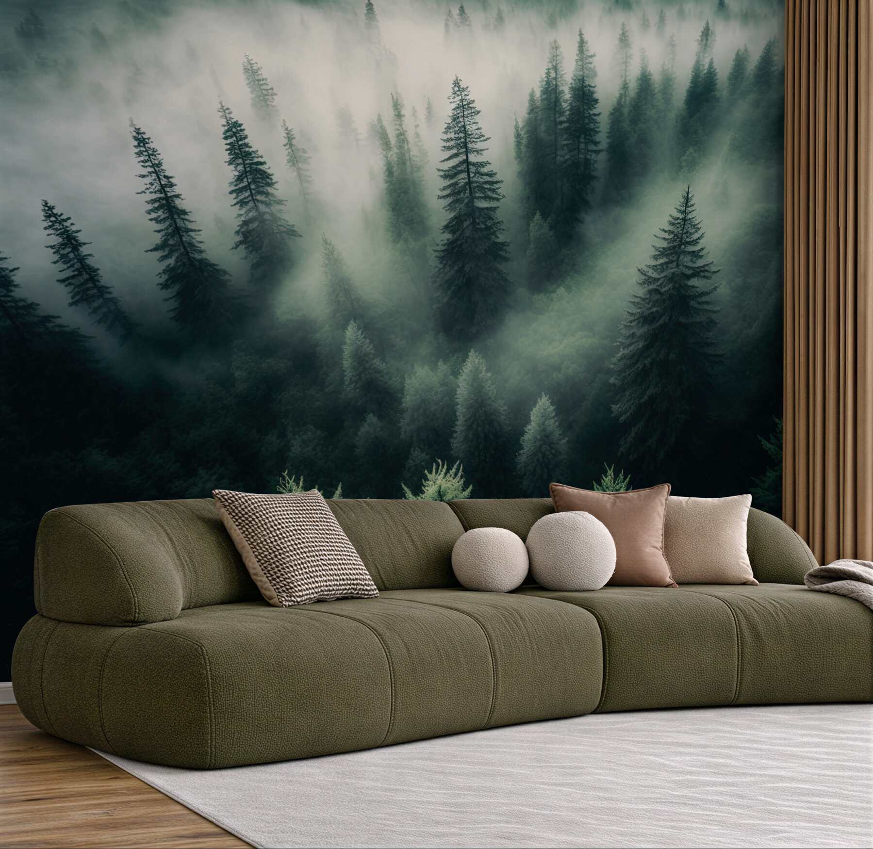 Fototapeta mgła w nocnym lesie iglastym?v23