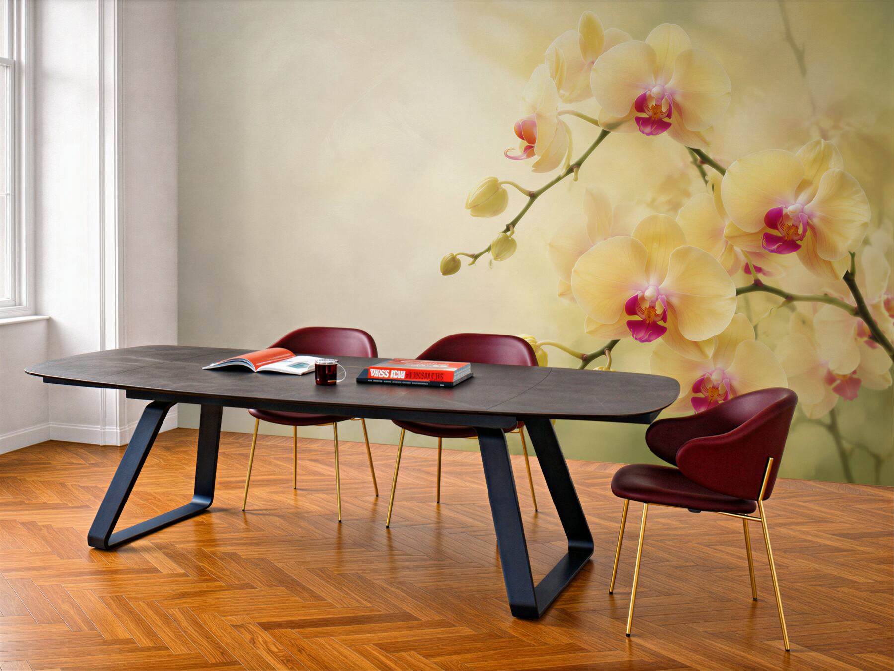 Fototapeta żółte orchidee w letnim ogrodzie?v23