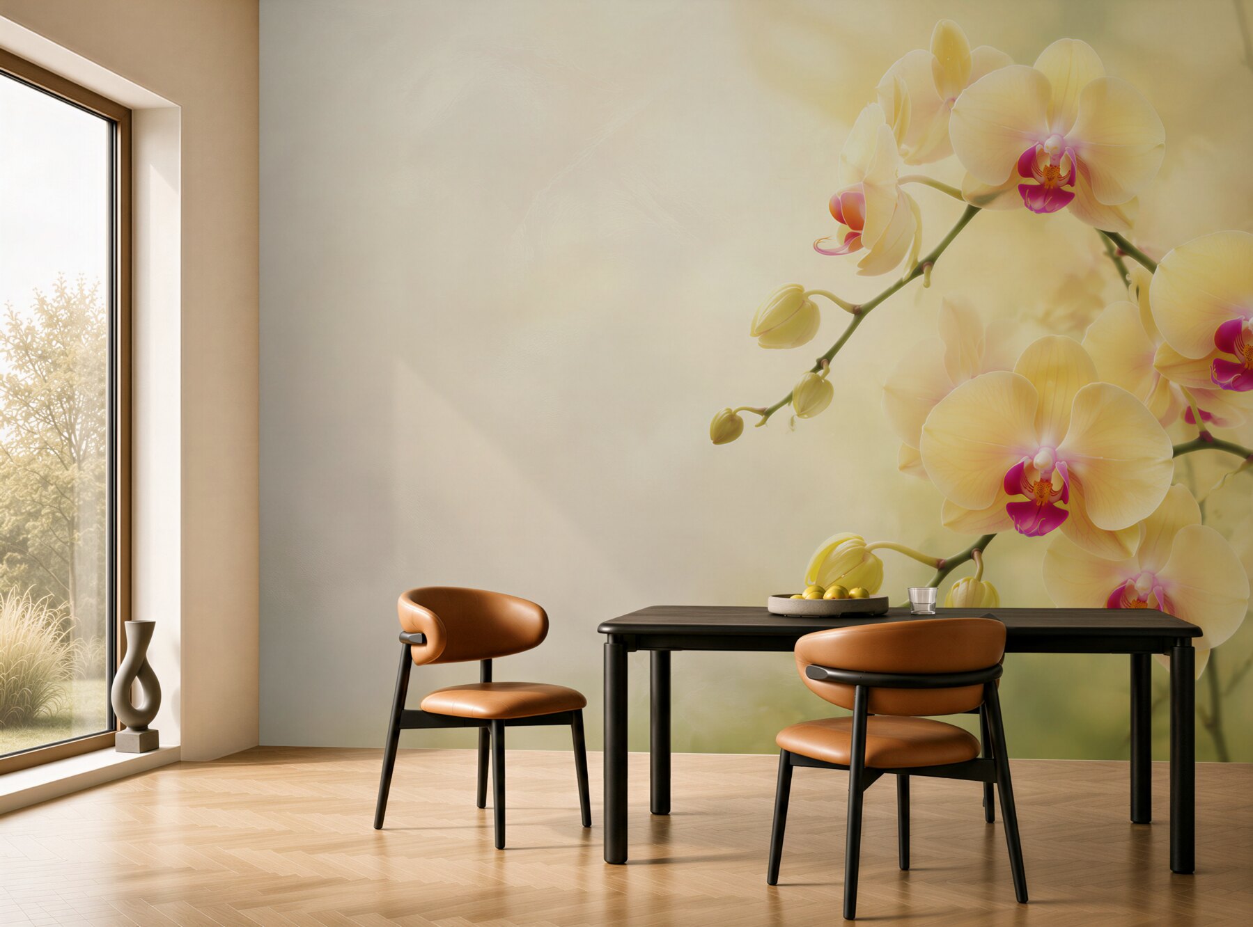 Fototapeta żółte orchidee w letnim ogrodzie?v23