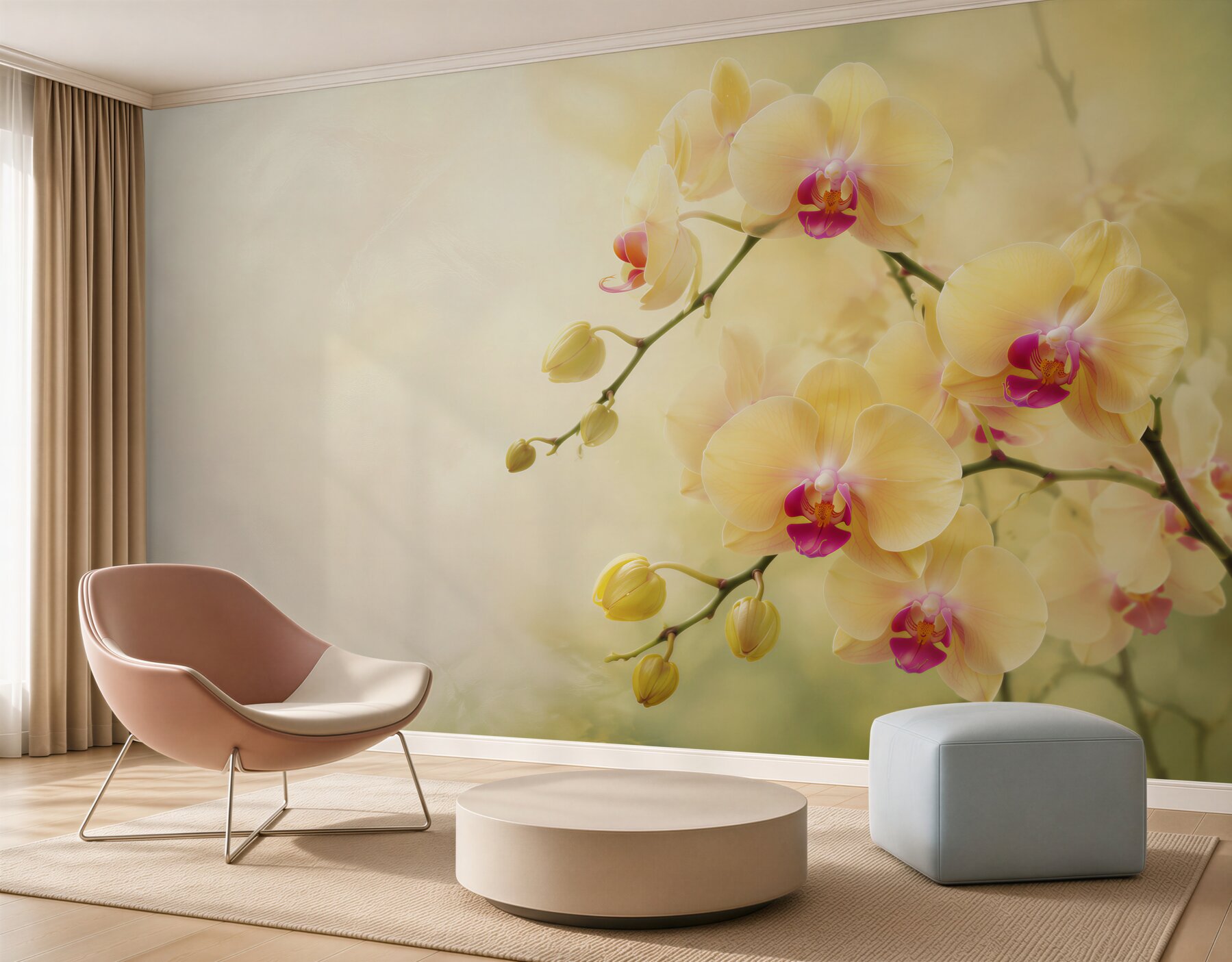 Fototapeta żółte orchidee w letnim ogrodzie?v23