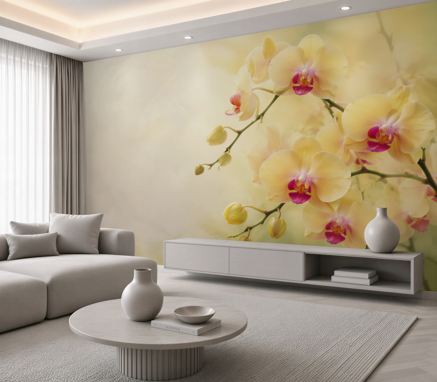 Fototapeta żółte orchidee w letnim ogrodzie?v23
