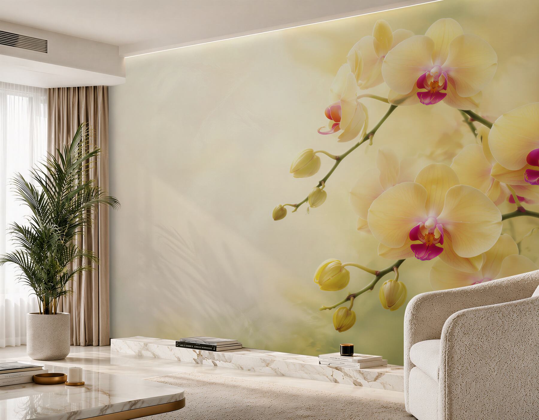 Fototapeta żółte orchidee w letnim ogrodzie?v23