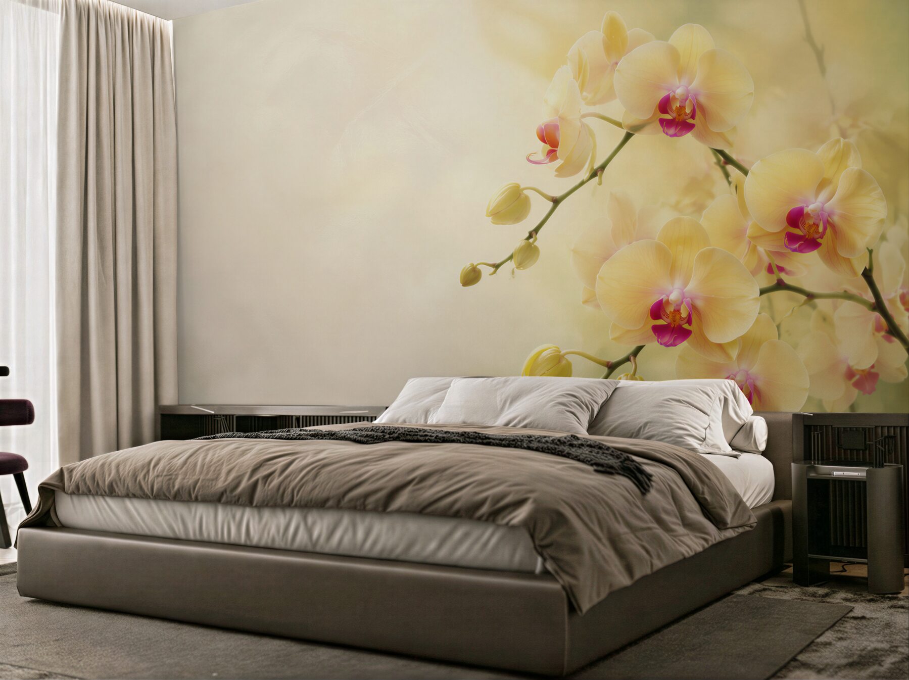 Fototapeta żółte orchidee w letnim ogrodzie?v23