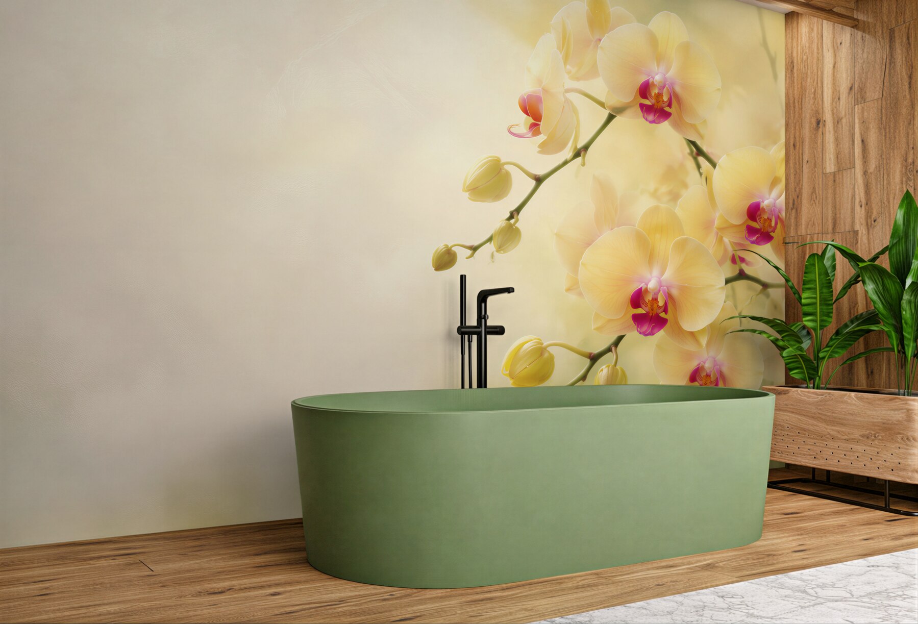 Fototapeta żółte orchidee w letnim ogrodzie?v23