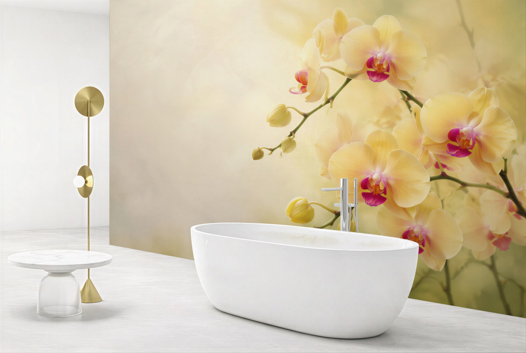 Fototapeta żółte orchidee w letnim ogrodzie?v23