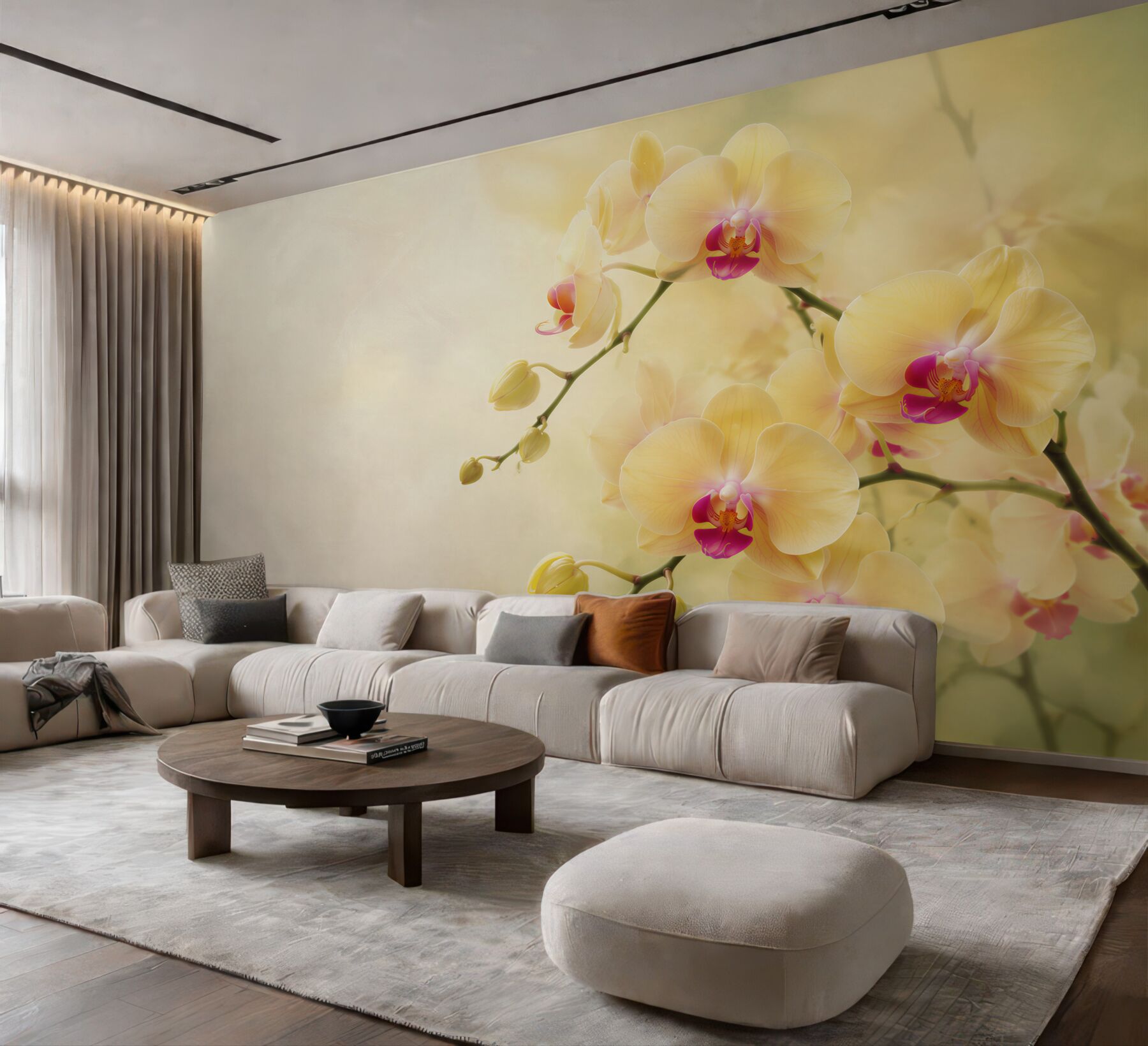 Fototapeta żółte orchidee w letnim ogrodzie?v23