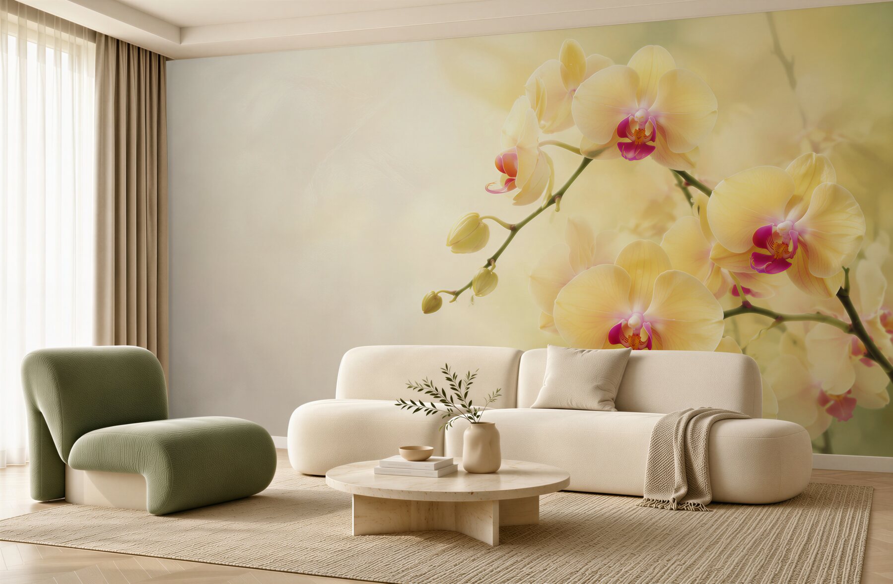 Fototapeta żółte orchidee w letnim ogrodzie?v23