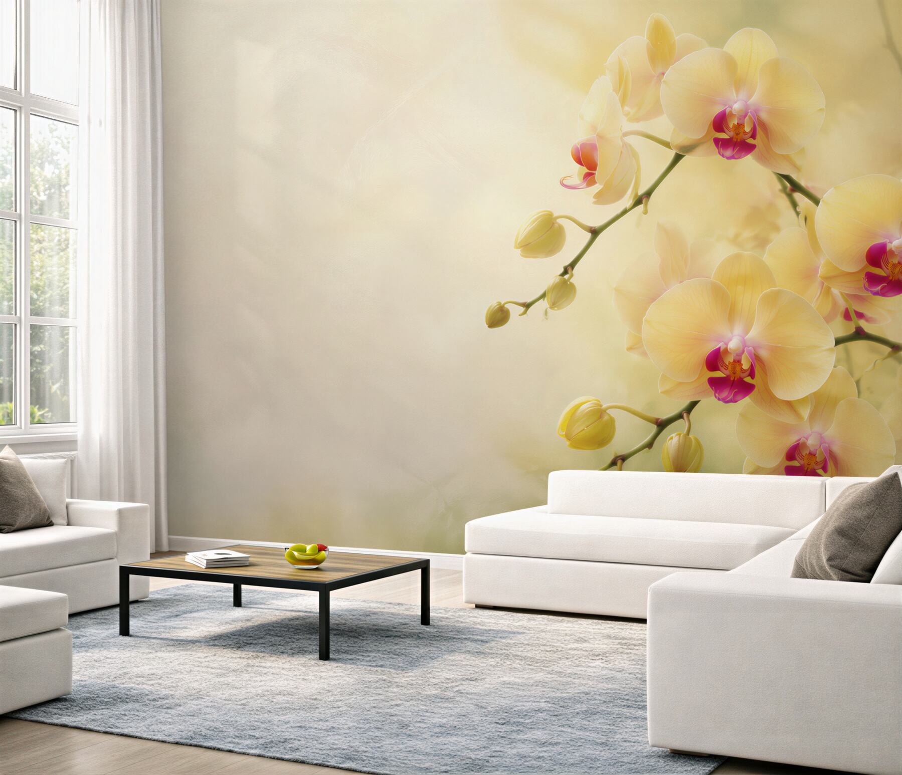 Fototapeta żółte orchidee w letnim ogrodzie?v23
