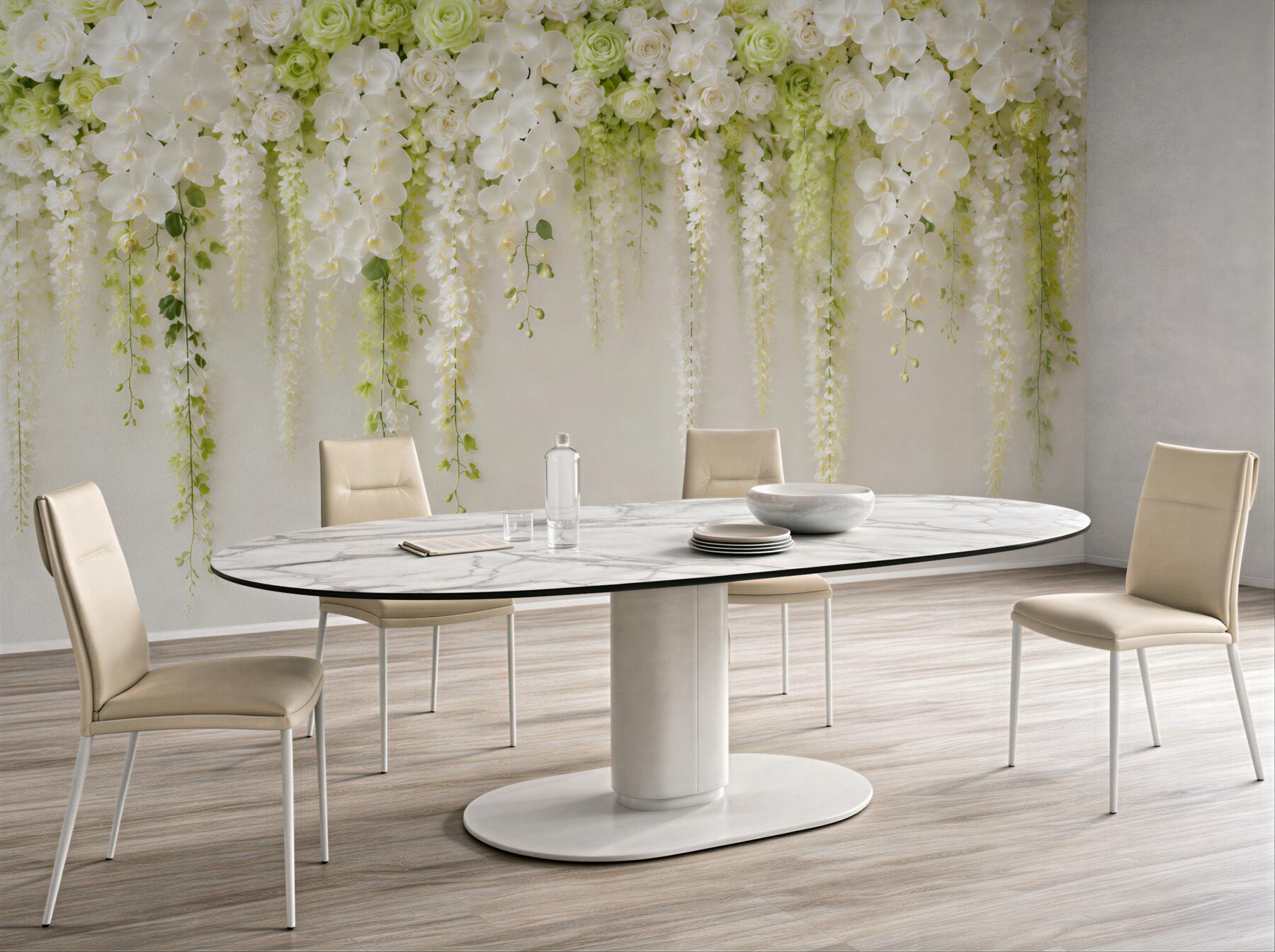 Fototapeta ściana usiana białymi kwiatami orchidei?v23