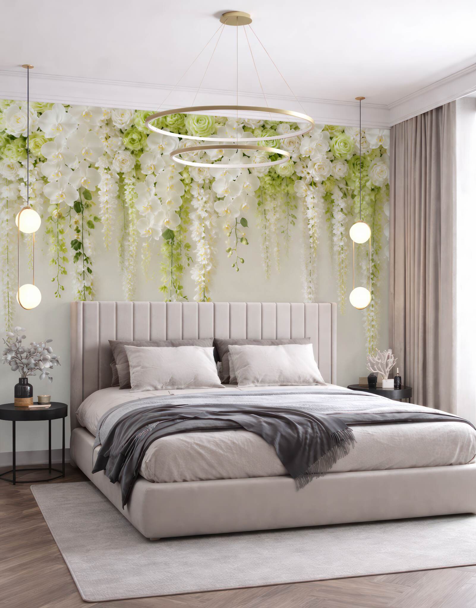 Fototapeta ściana usiana białymi kwiatami orchidei?v23