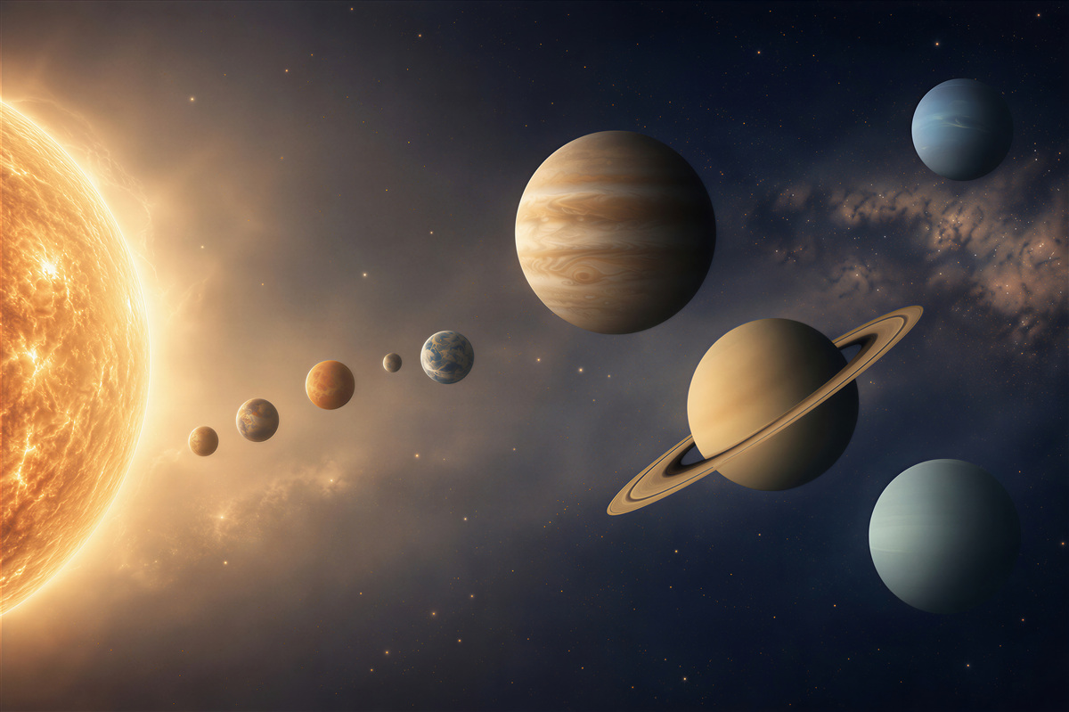 Fototapeta związek między planetami a Słońcem