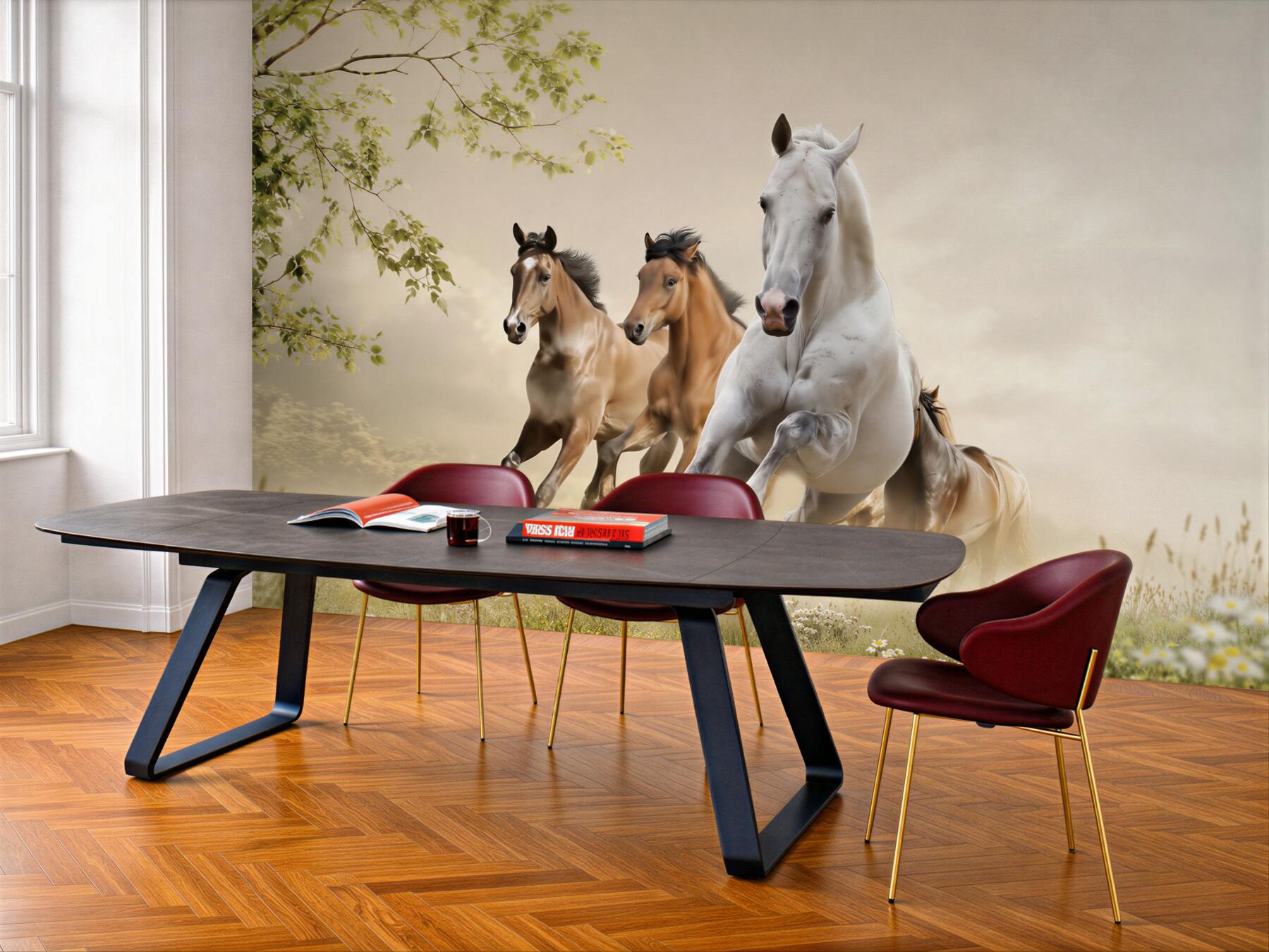 Fototapeta galop różnych koni rozbijających cegłę?v23