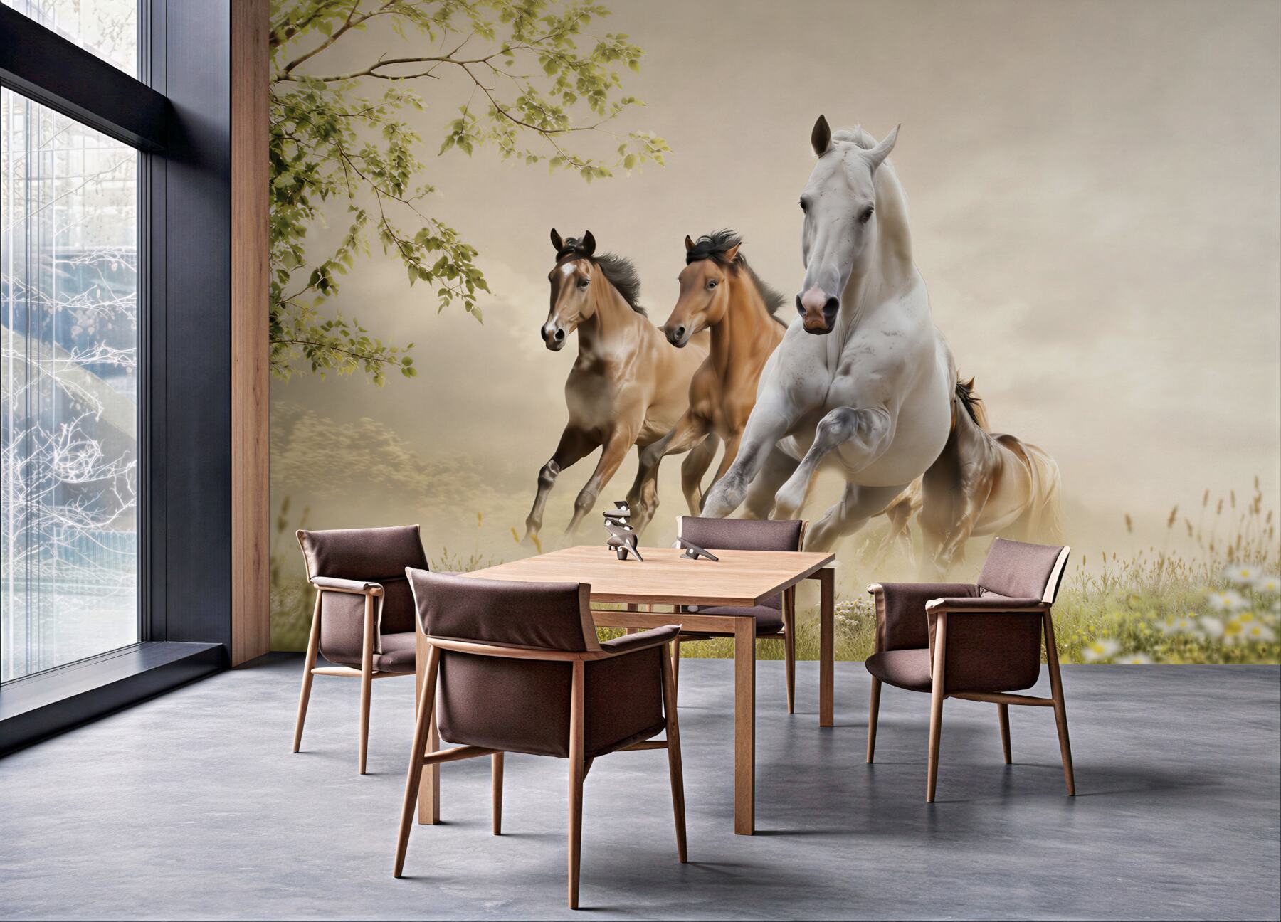 Fototapeta galop różnych koni rozbijających cegłę?v23