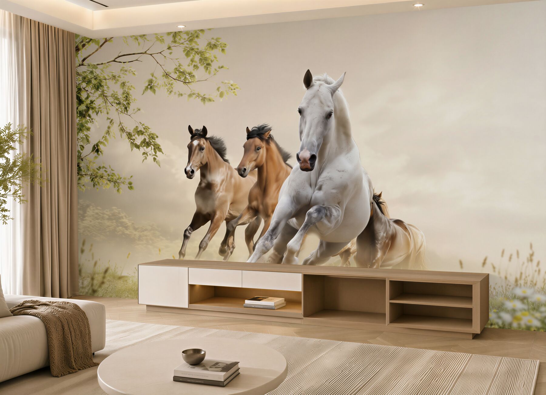 Fototapeta galop różnych koni rozbijających cegłę?v23