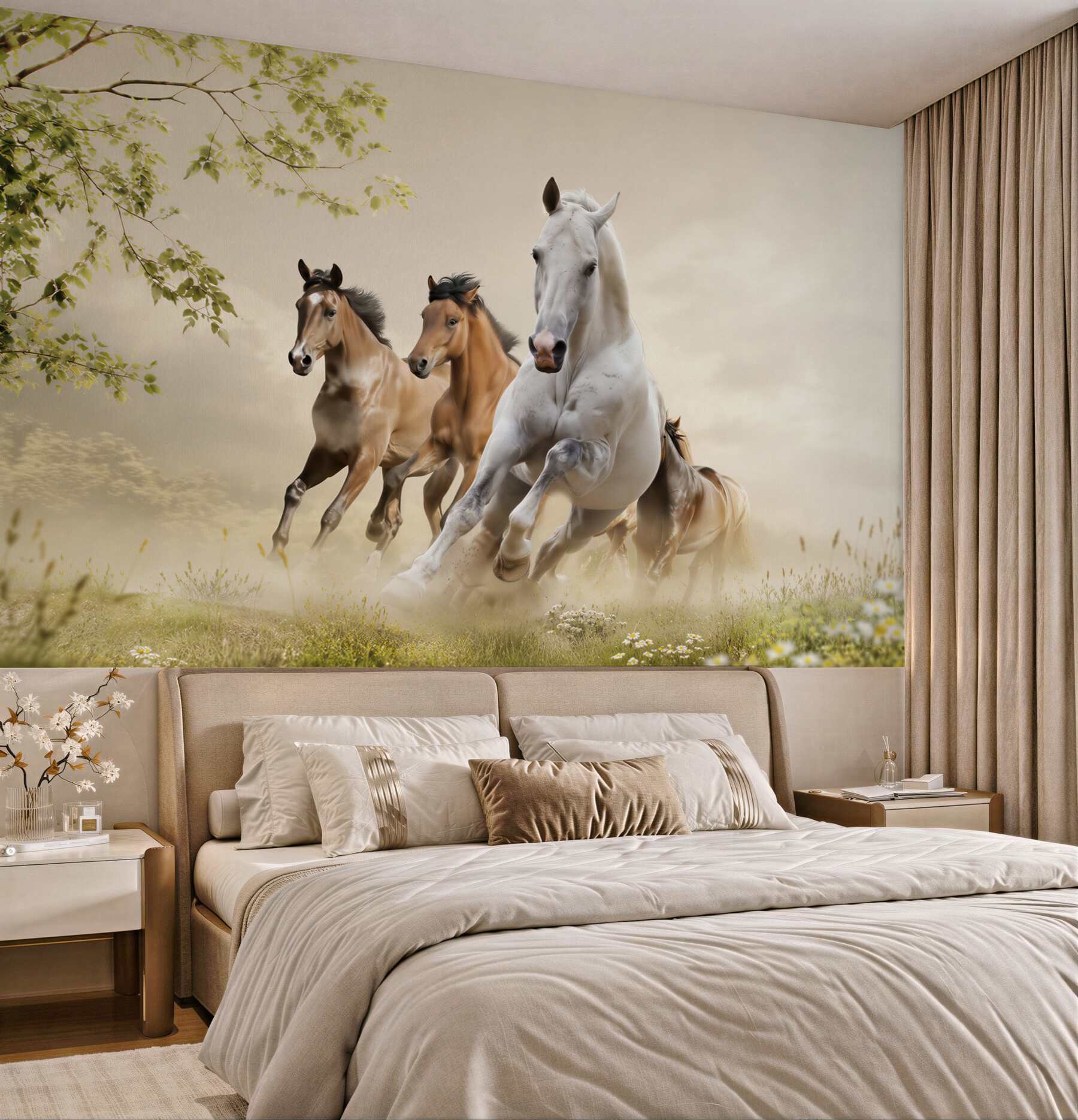 Fototapeta galop różnych koni rozbijających cegłę?v23