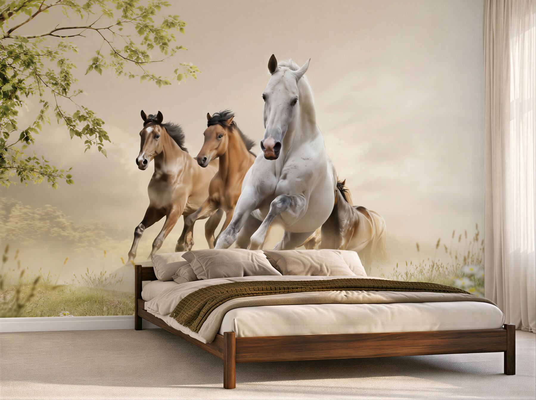 Fototapeta galop różnych koni rozbijających cegłę?v23
