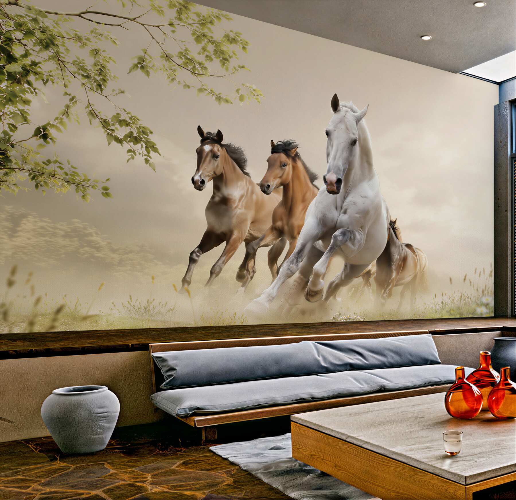 Fototapeta galop różnych koni rozbijających cegłę?v23