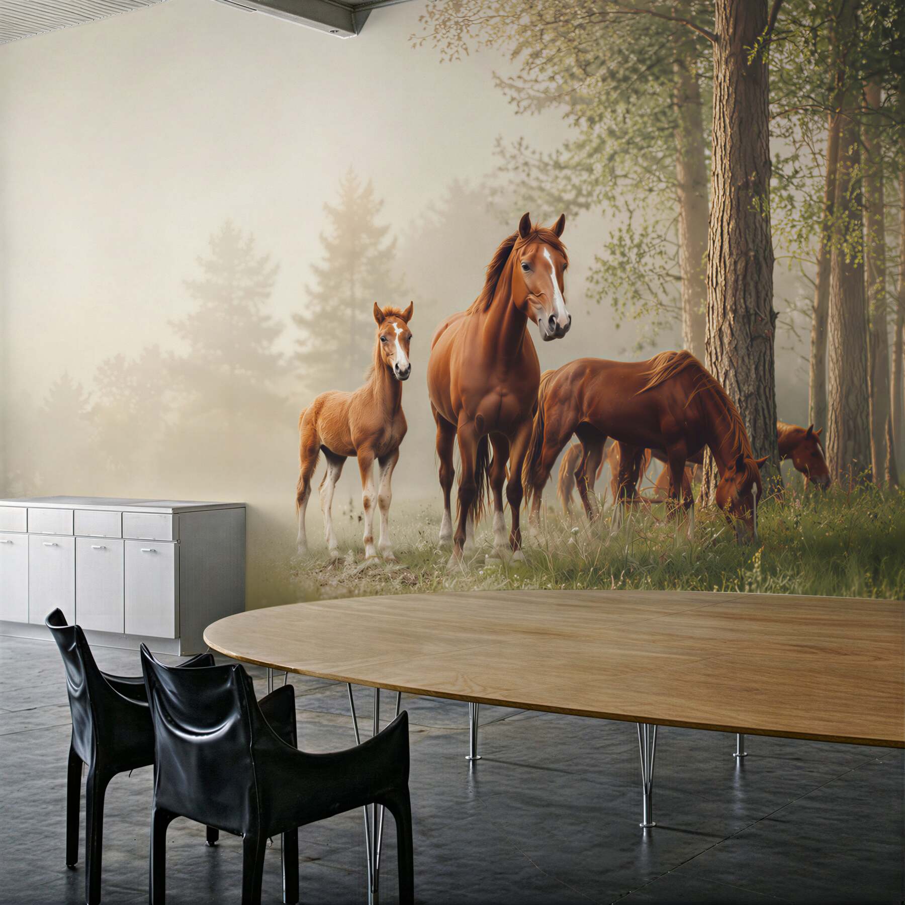 Fototapeta konie idą przez wiosenny las?v23