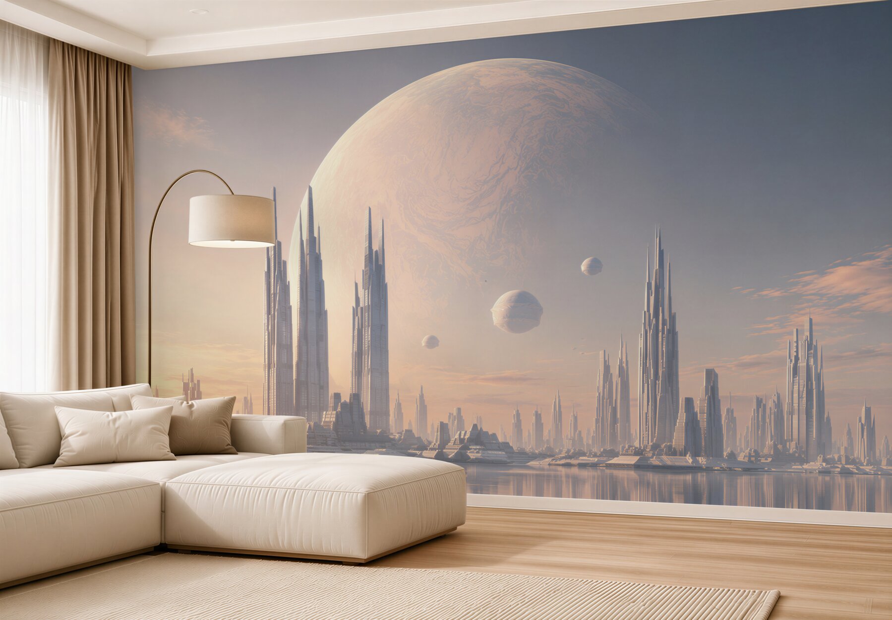 Fototapeta pełnia księżyca nad fantastycznym miastem?v23