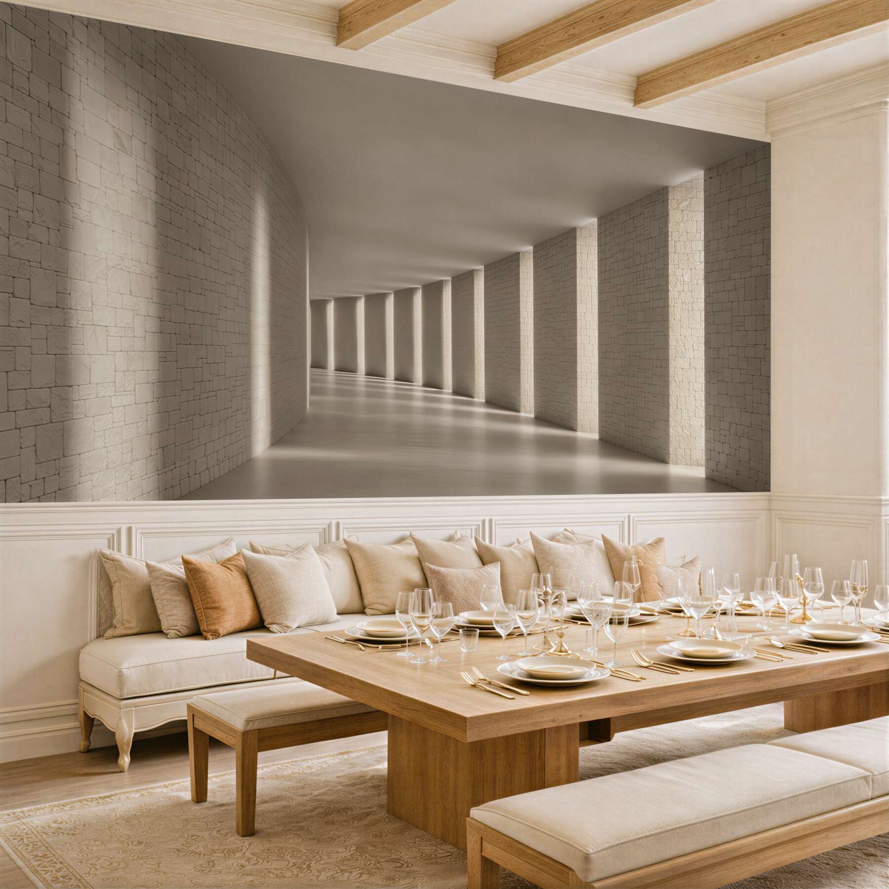Fototapeta ceglany korytarz w perspektywie