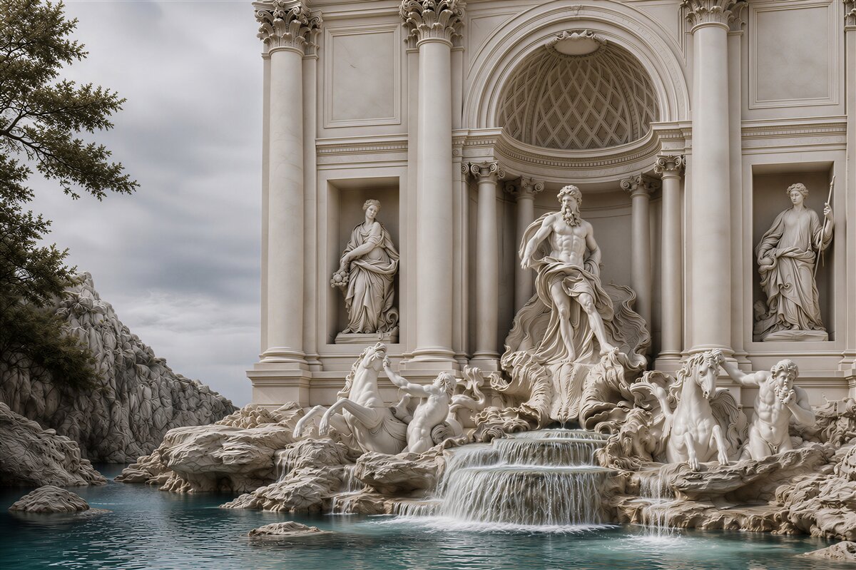 Fototapeta rzeźby przy Fontannie di Trevi