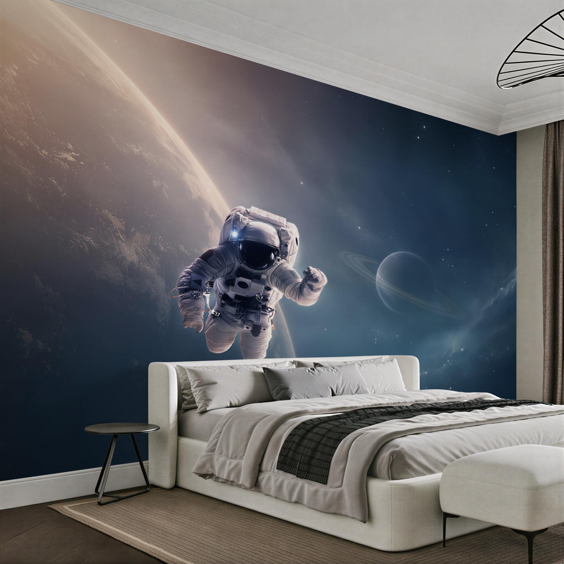 Fototapeta astronauta na tle Jowisza