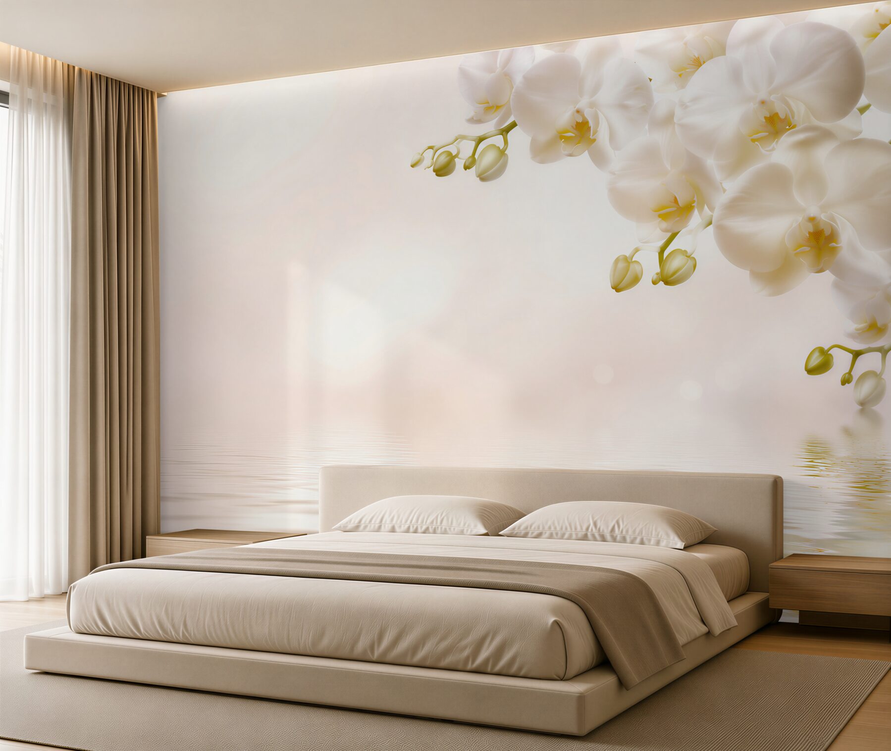 Fototapeta śnieżnobiałe kwiaty orchidei o świcie?v23