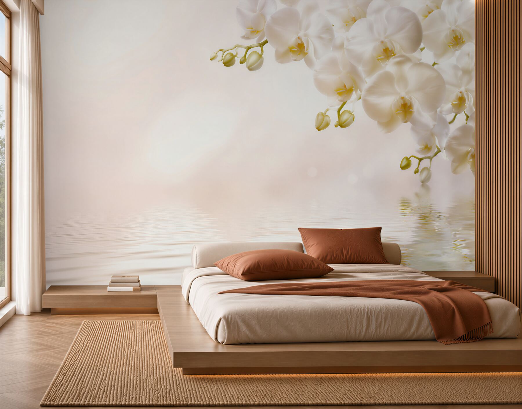 Fototapeta śnieżnobiałe kwiaty orchidei o świcie?v23
