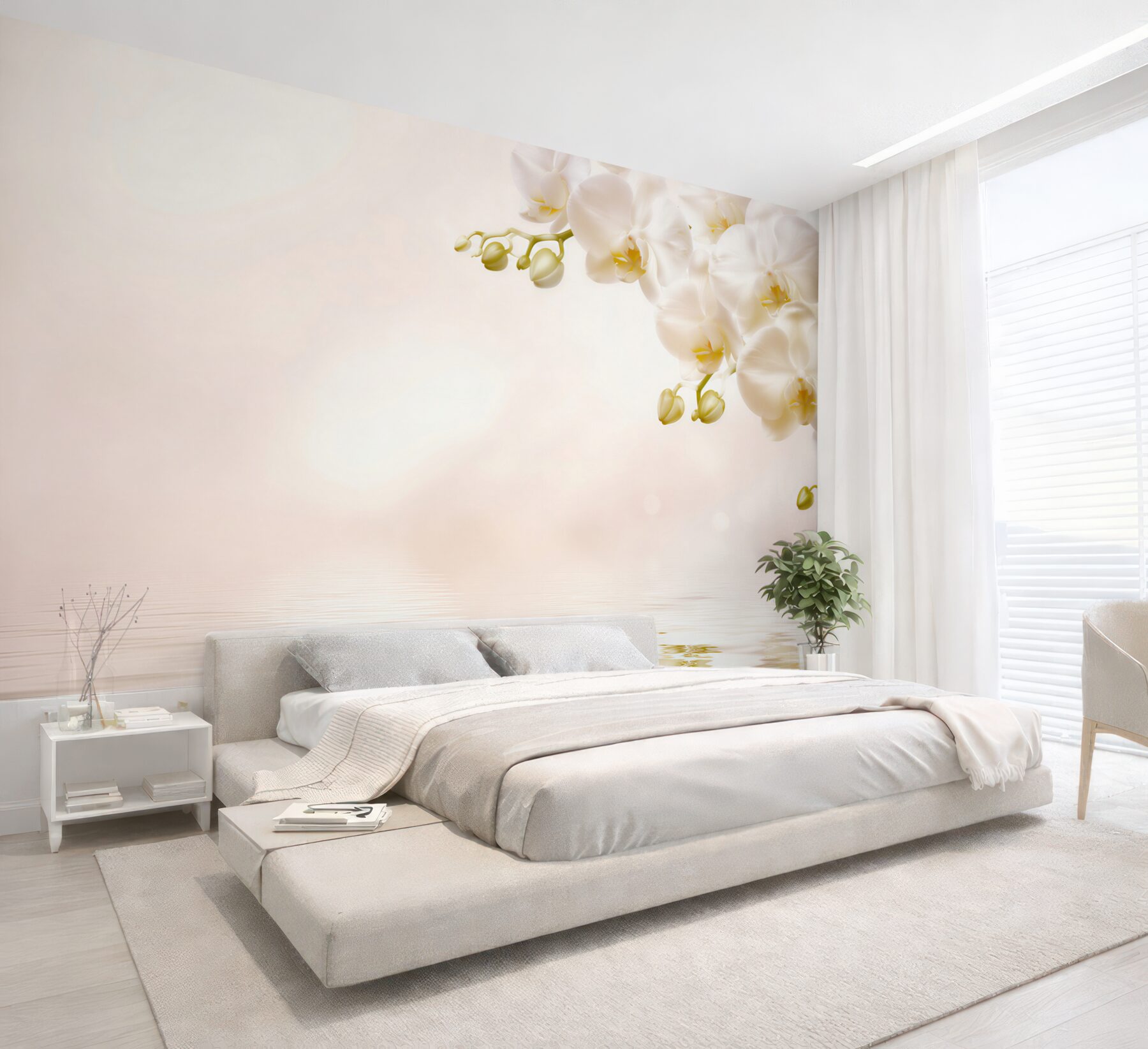 Fototapeta śnieżnobiałe kwiaty orchidei o świcie?v23