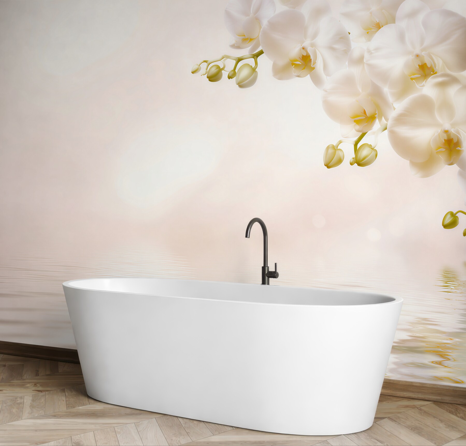 Fototapeta śnieżnobiałe kwiaty orchidei o świcie?v23