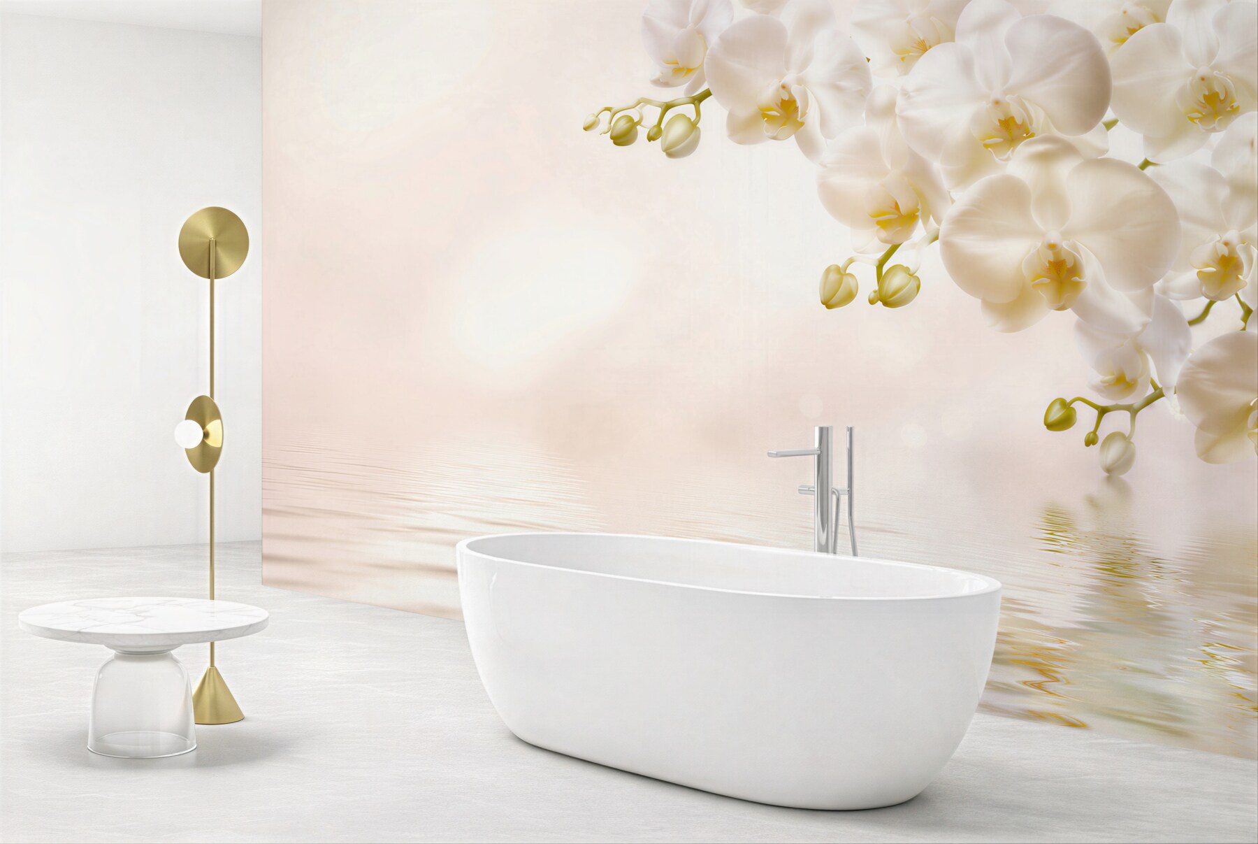 Fototapeta śnieżnobiałe kwiaty orchidei o świcie?v23