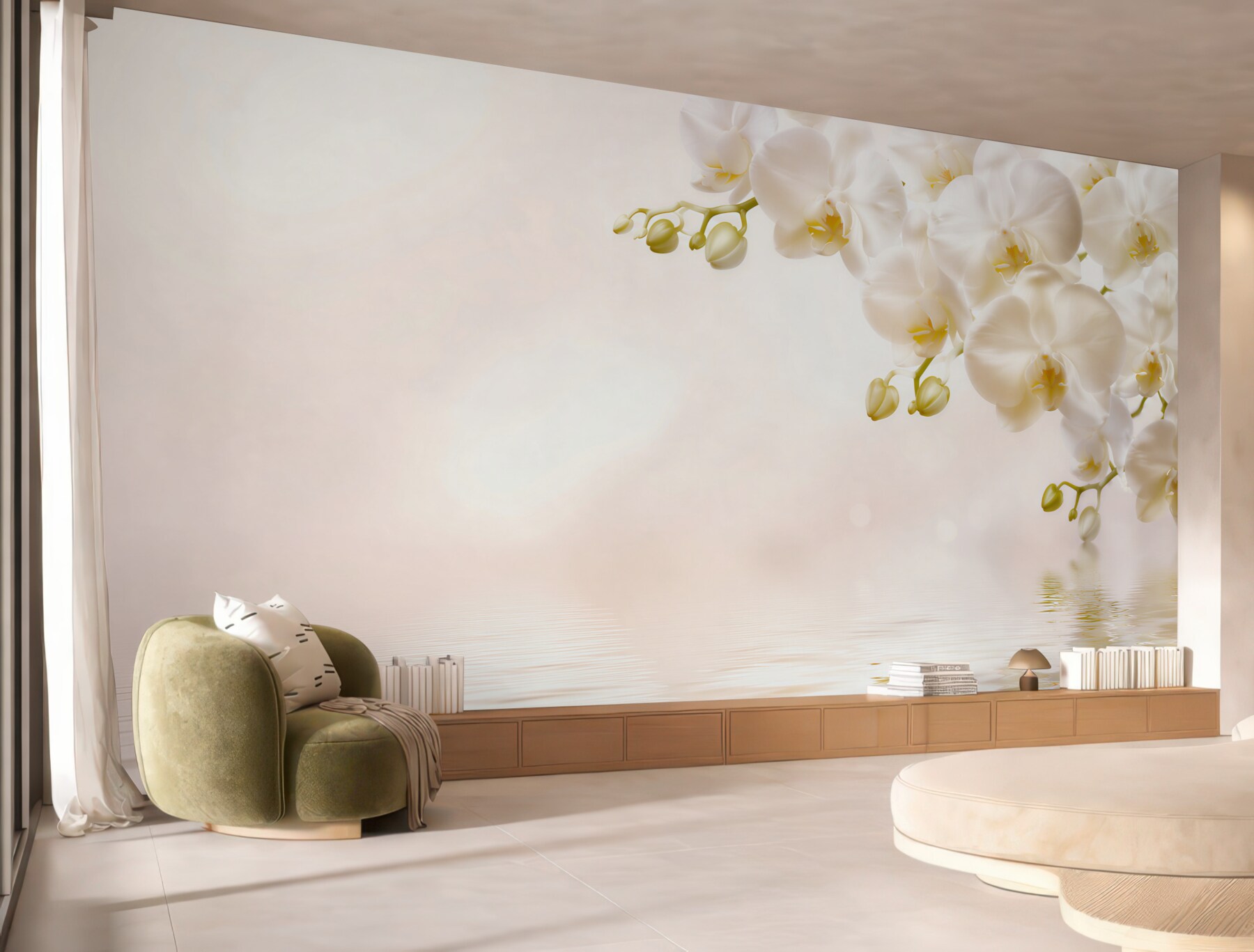 Fototapeta śnieżnobiałe kwiaty orchidei o świcie?v23