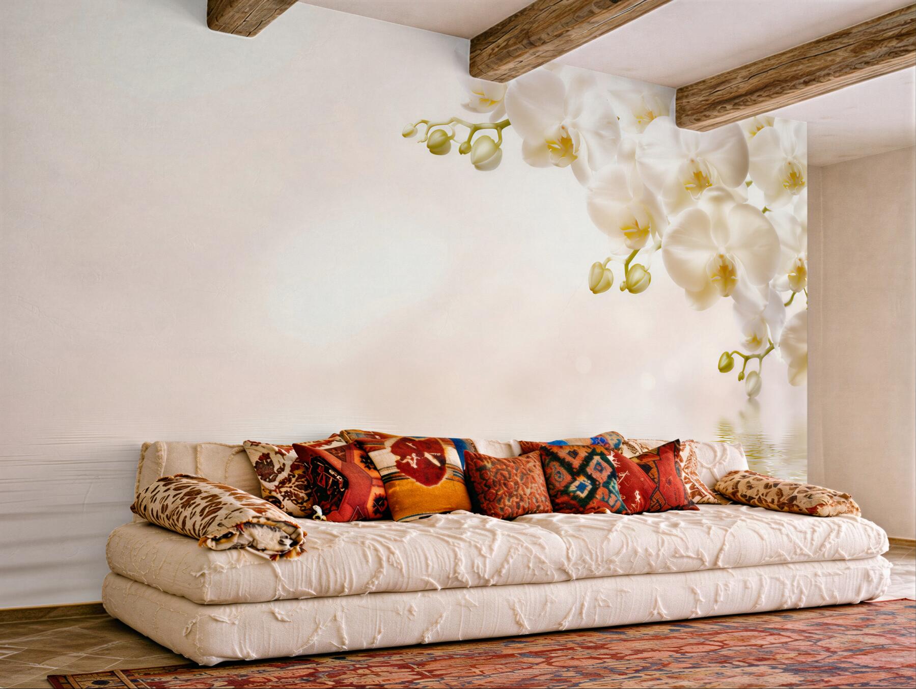 Fototapeta śnieżnobiałe kwiaty orchidei o świcie?v23