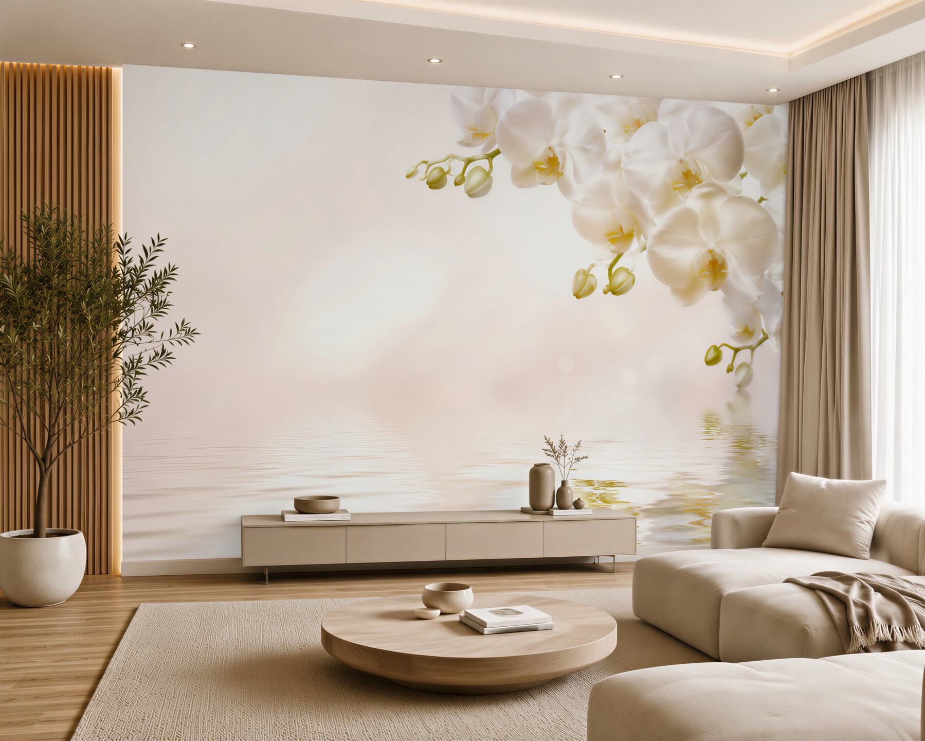 Fototapeta śnieżnobiałe kwiaty orchidei o świcie?v23