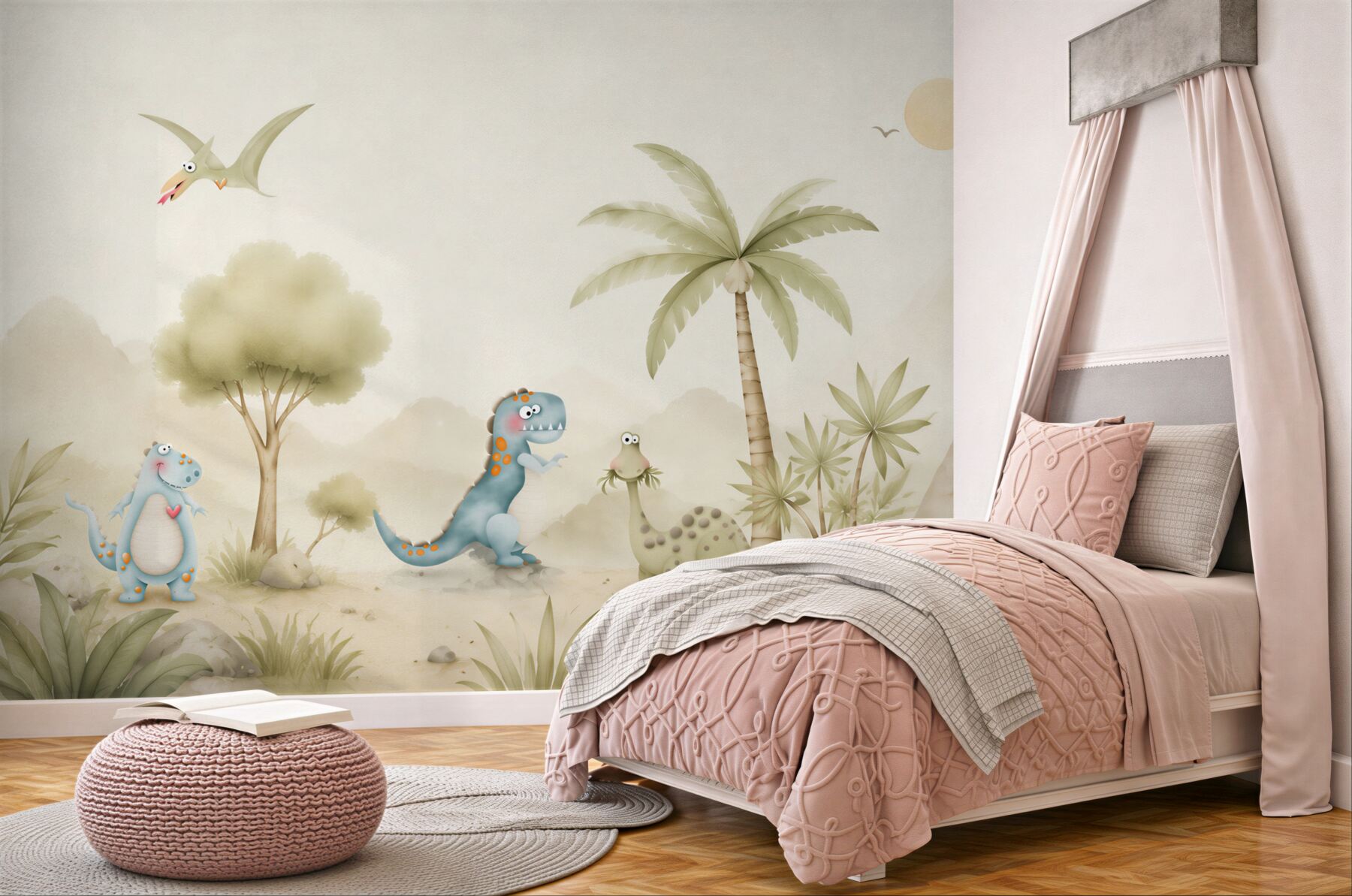 Fototapeta kreskówkowe dinozaury w lesie?v23