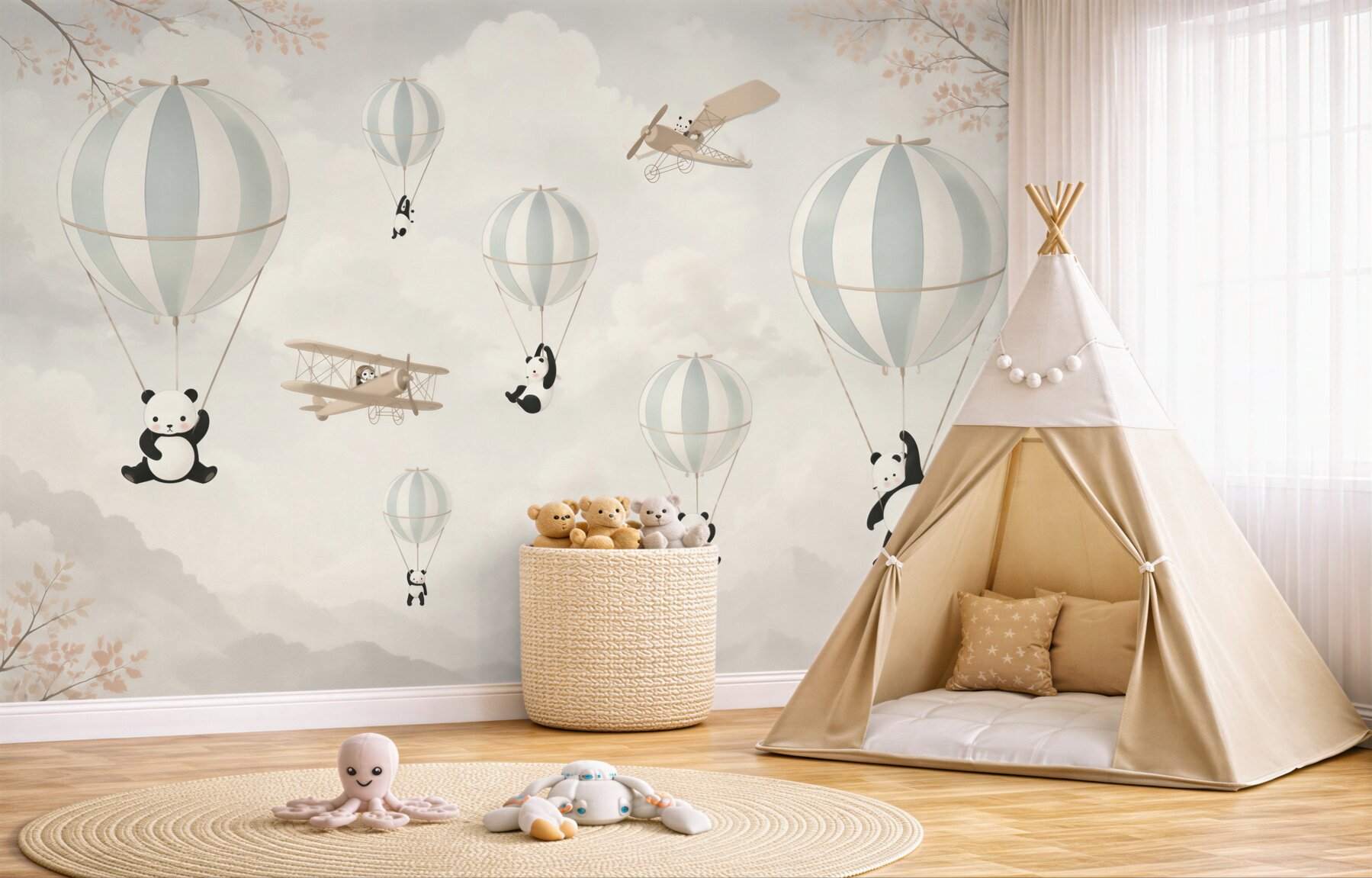 Fototapeta balony i pandy