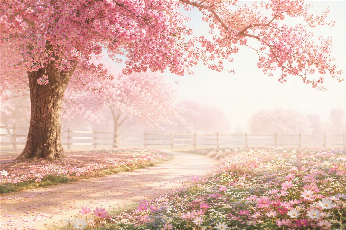 Fototapeta stara kwitnąca różowa sakura