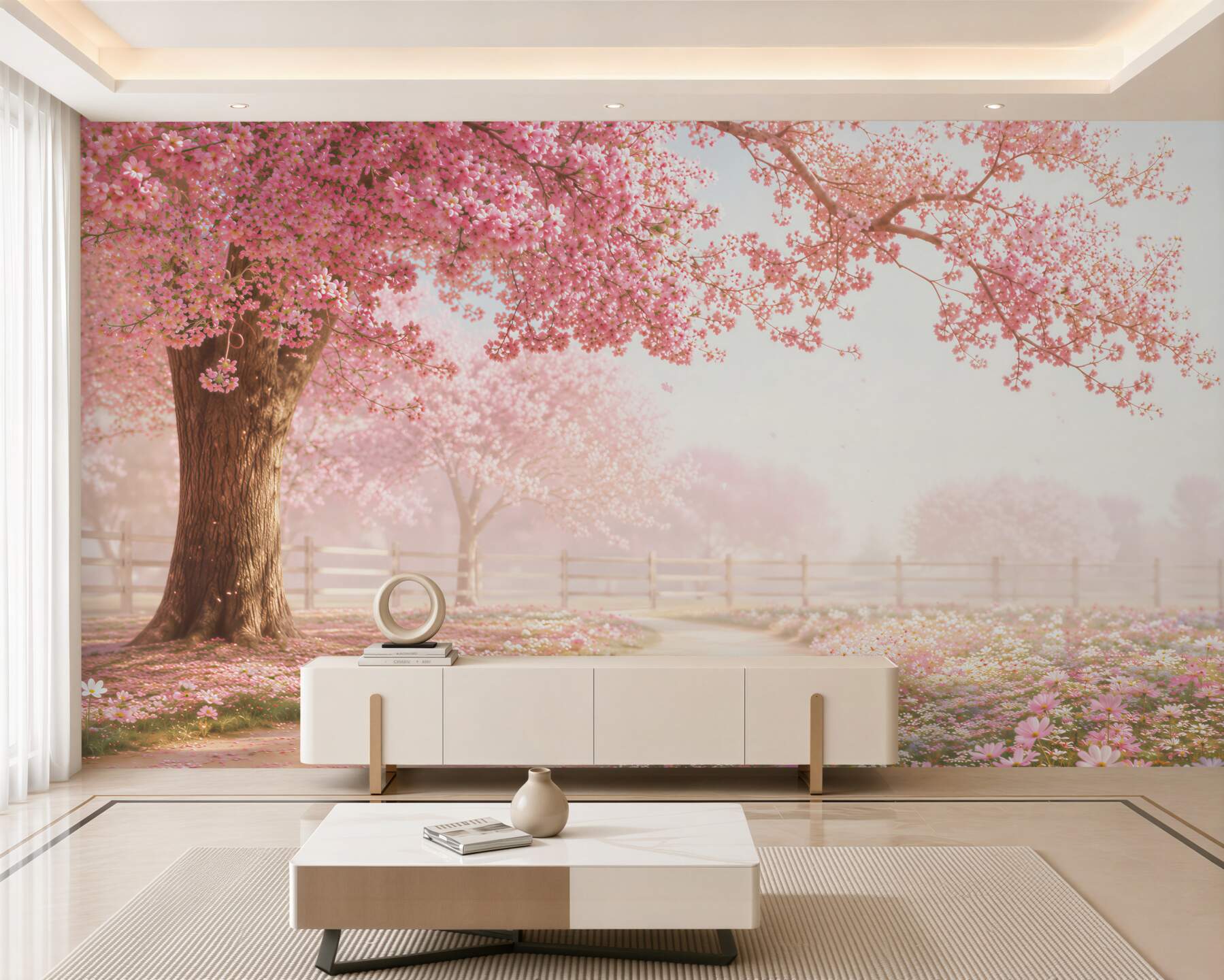 Fototapeta stara kwitnąca różowa sakura?v23