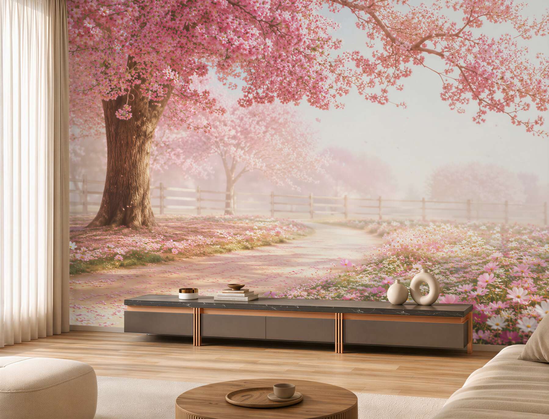Fototapeta stara kwitnąca różowa sakura