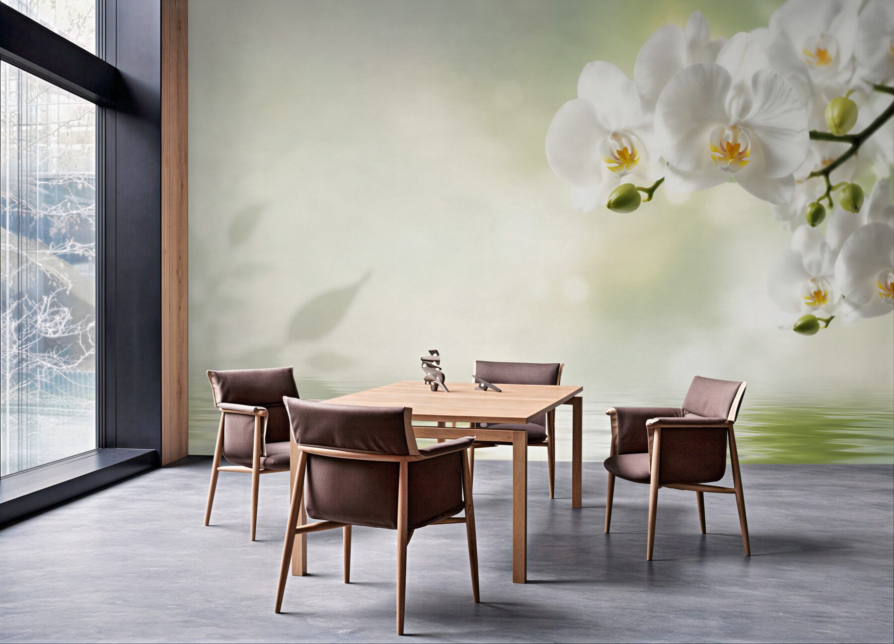 Fototapeta białe kwiaty orchidei w odbiciu w wodzie?v23