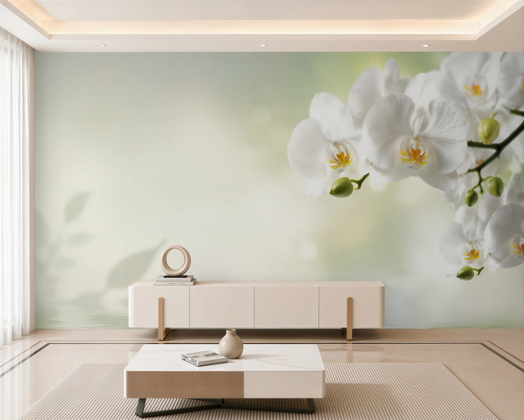 Fototapeta białe kwiaty orchidei w odbiciu w wodzie?v23
