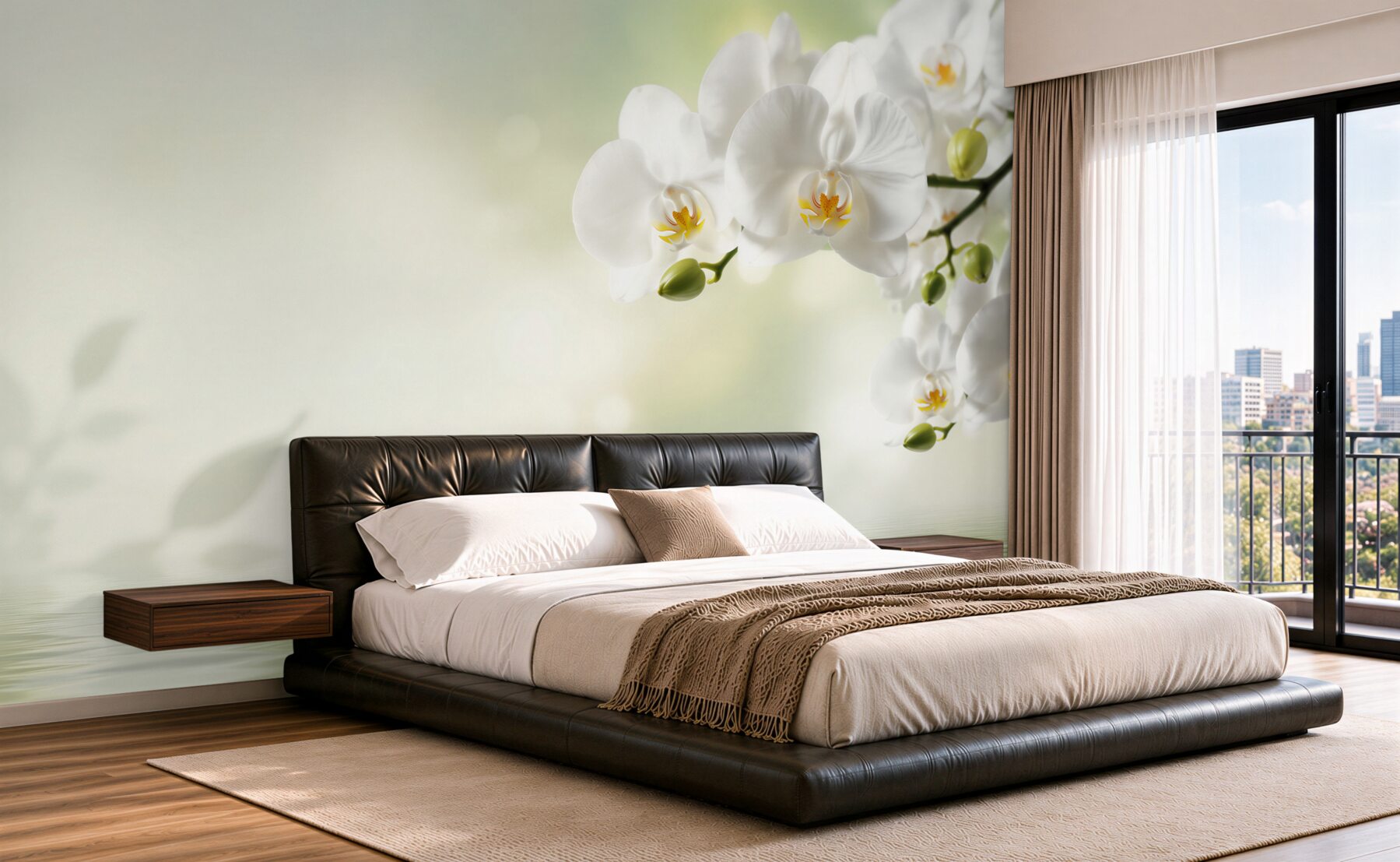 Fototapeta białe kwiaty orchidei w odbiciu w wodzie?v23