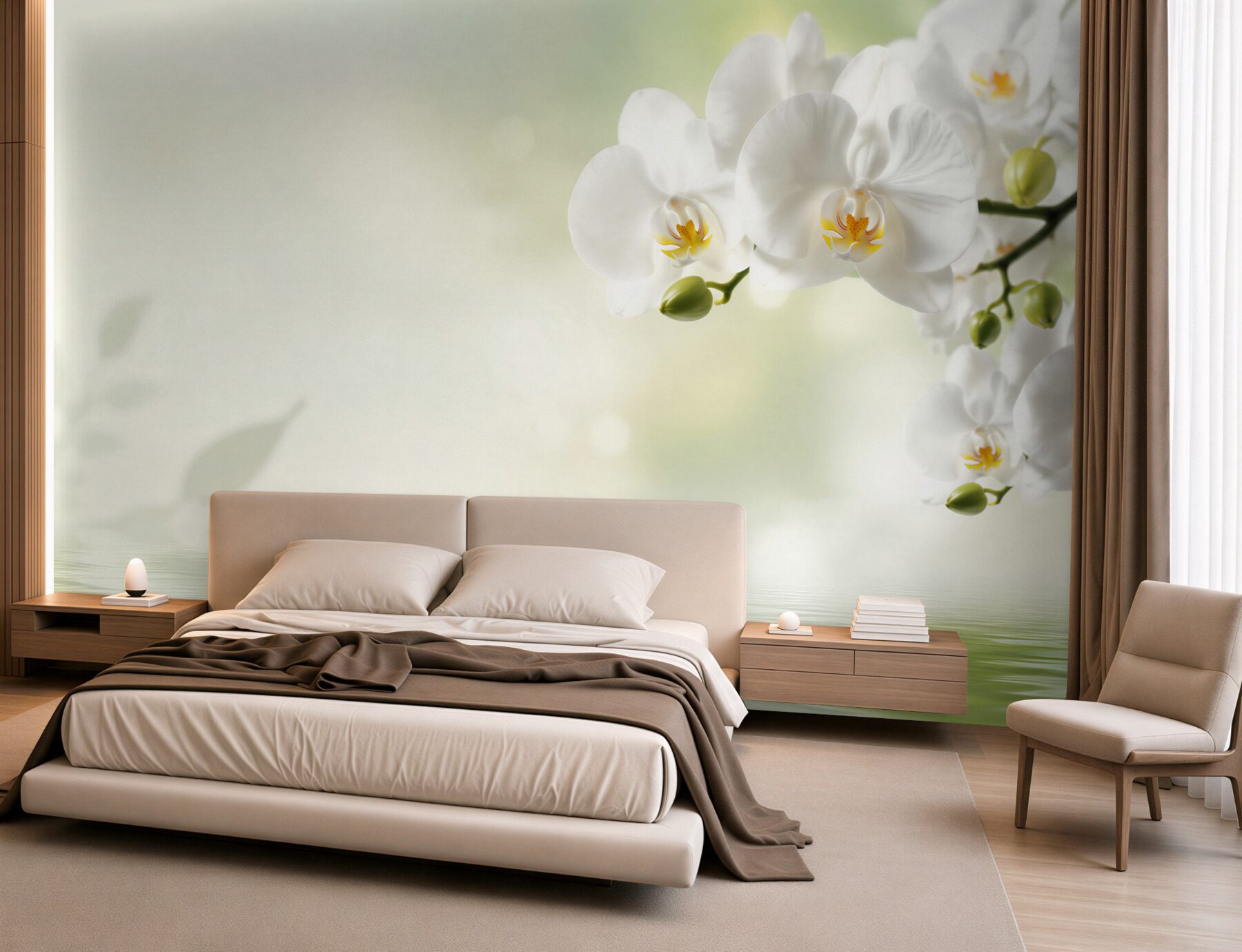 Fototapeta białe kwiaty orchidei w odbiciu w wodzie?v23