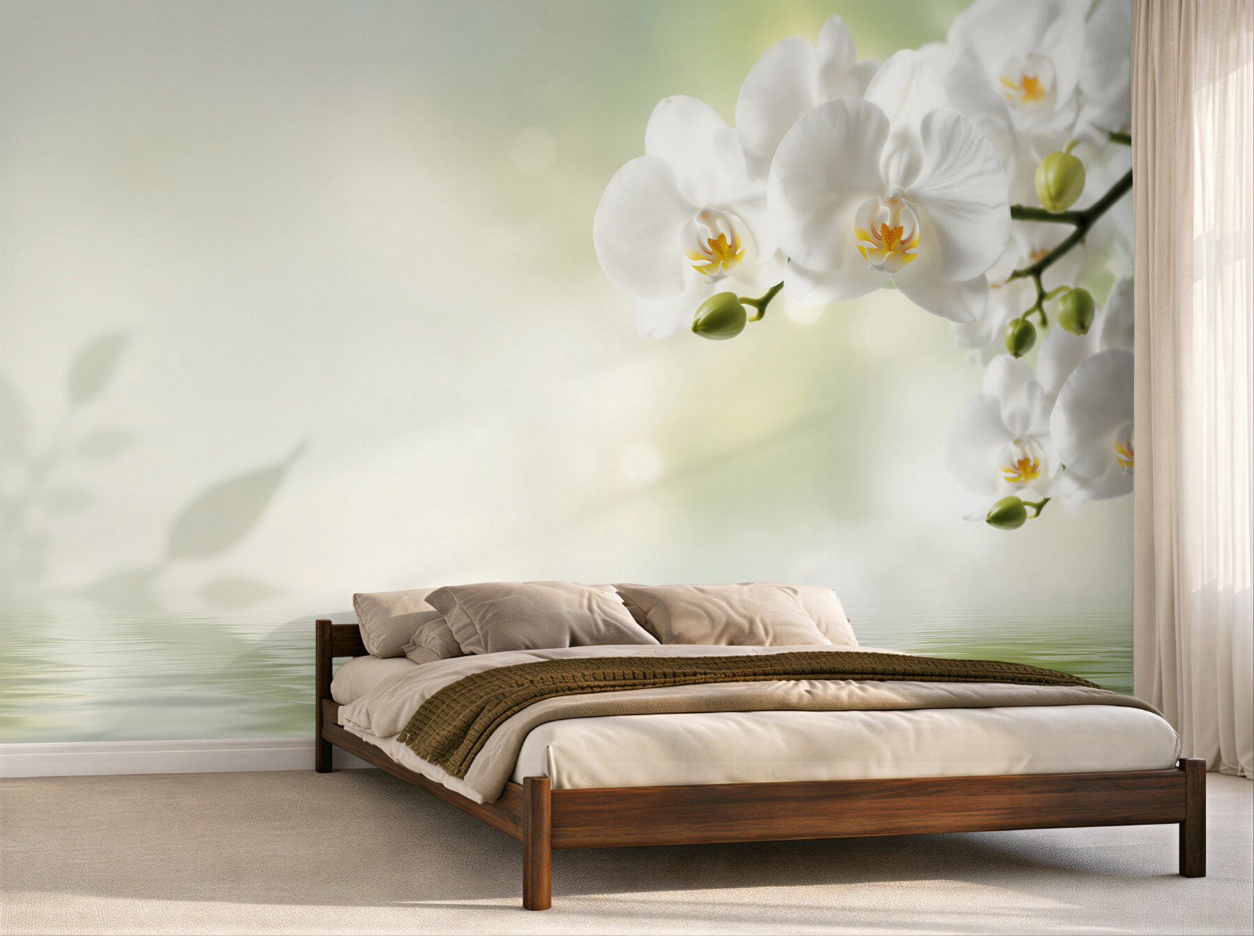 Fototapeta białe kwiaty orchidei w odbiciu w wodzie?v23